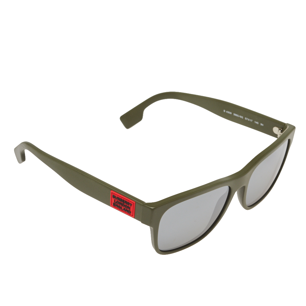 Pre-owned Burberry Green/ Grey 4309 Wayfarer Sunglasses