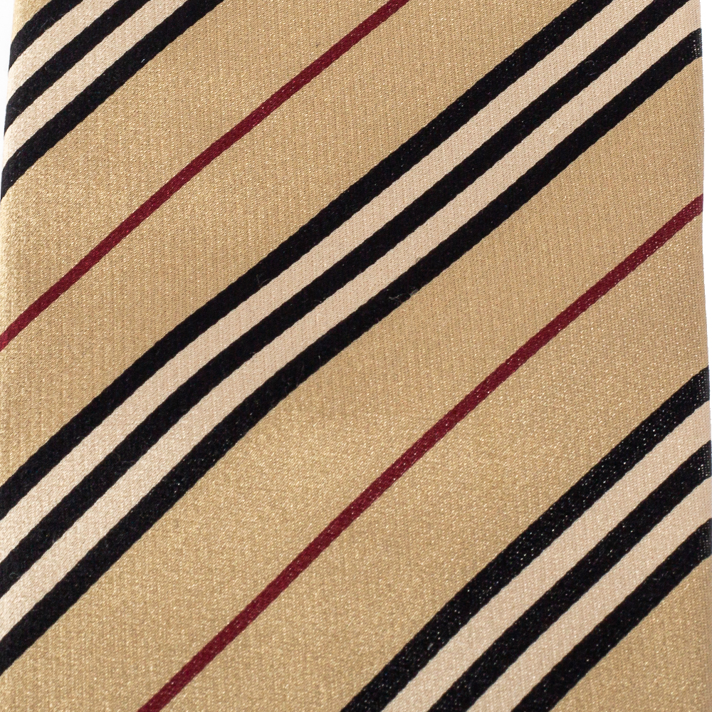 

Burberry Vintage Diagonal Striped Satin Silk Traditional Tie, Beige