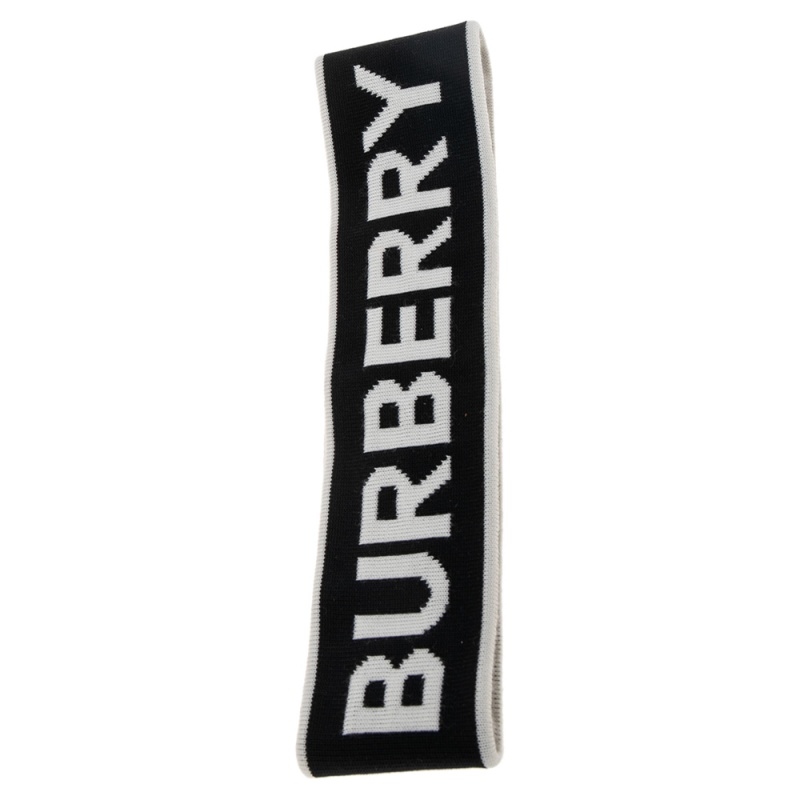 

Burberry Monochrome Logo Intarsia Knit Wool Headband, Black