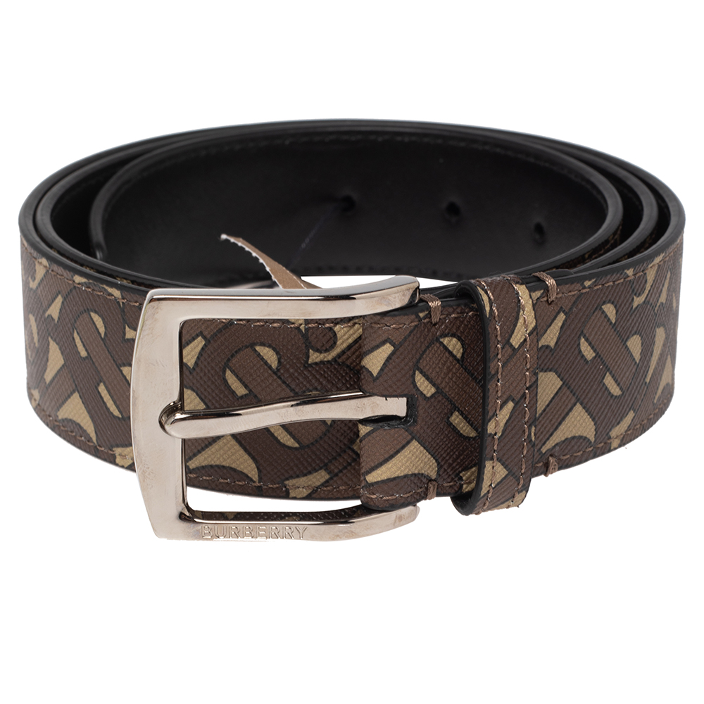 

Burberry Beige/Brown TB-Print Coated Canvas Buckle Belt
