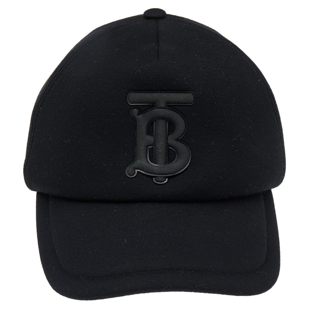 

Burberry Black TB Monogram Detail Modal And Leather Trucker Cap