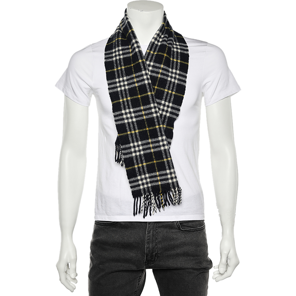 

Burberry Black Castleford Check Lambwool Scarf