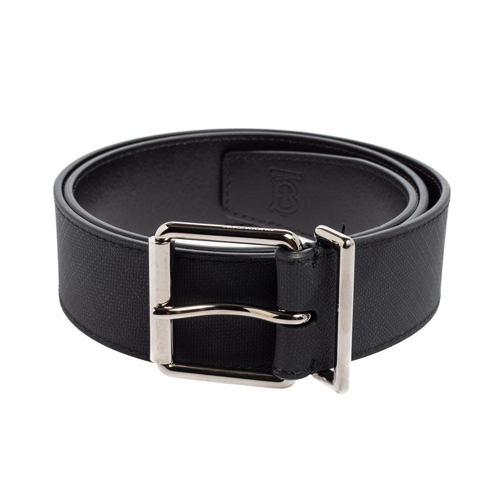 

Burberry Black Beat Check Coated Canvas Buckle Belt
