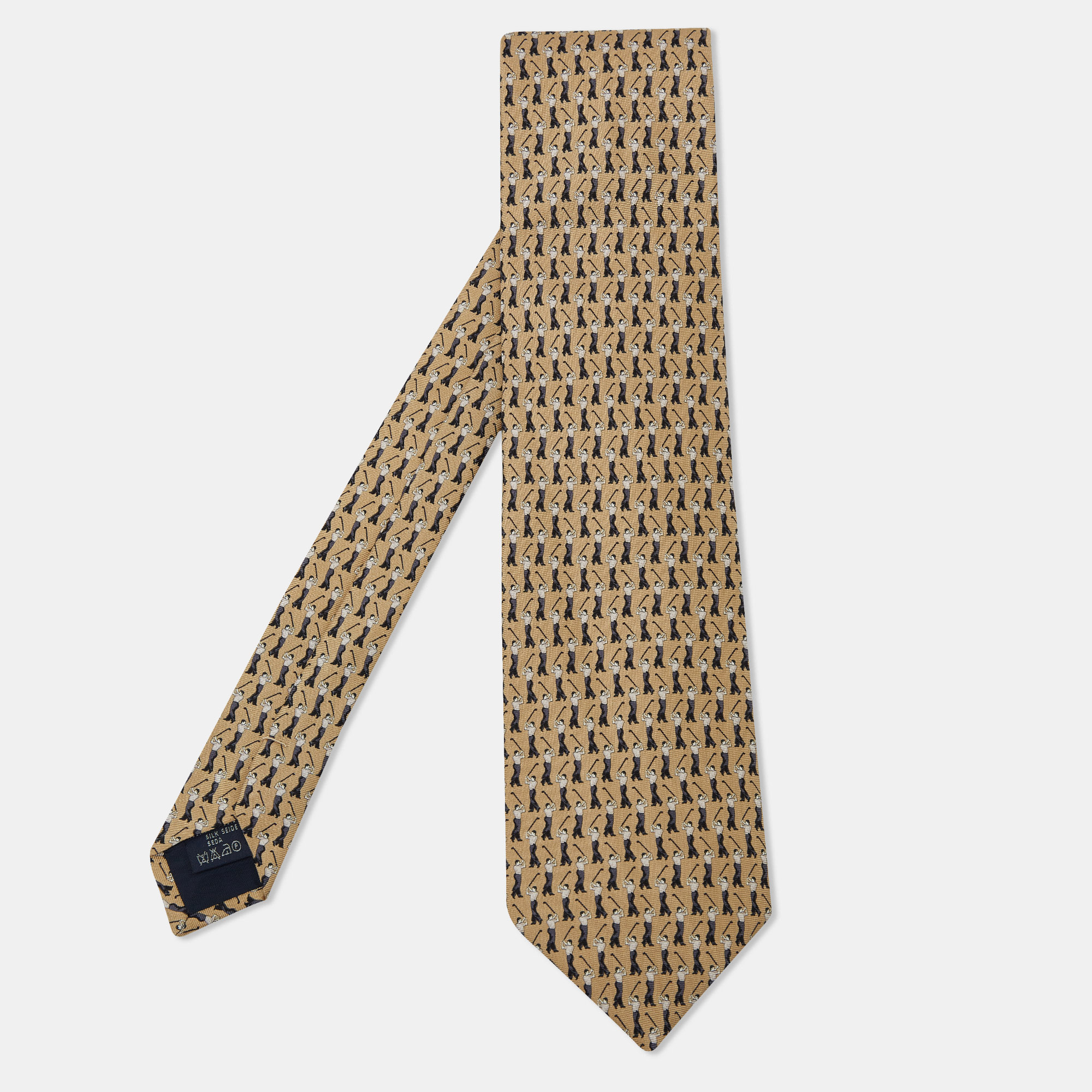Pre-owned Burberry Beige Printed Silk Tie