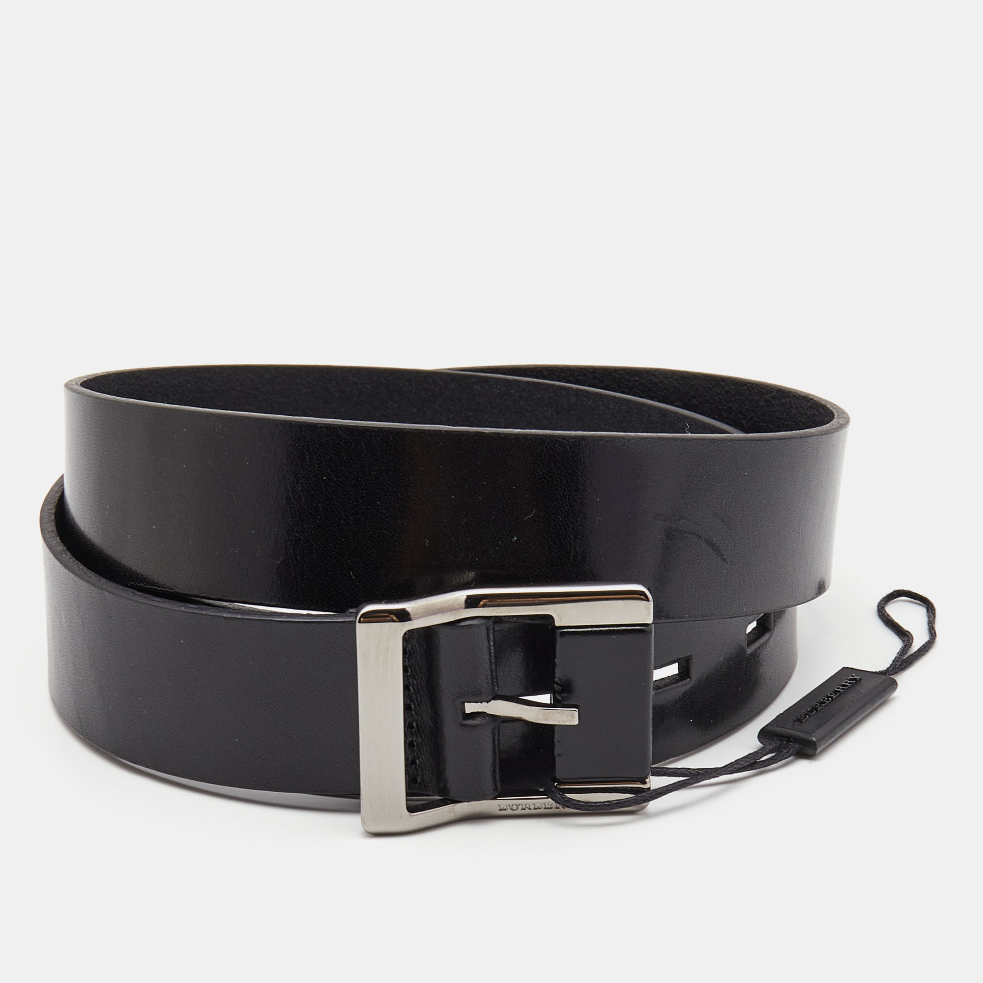 

Burberry Black Leather Buckle Belt