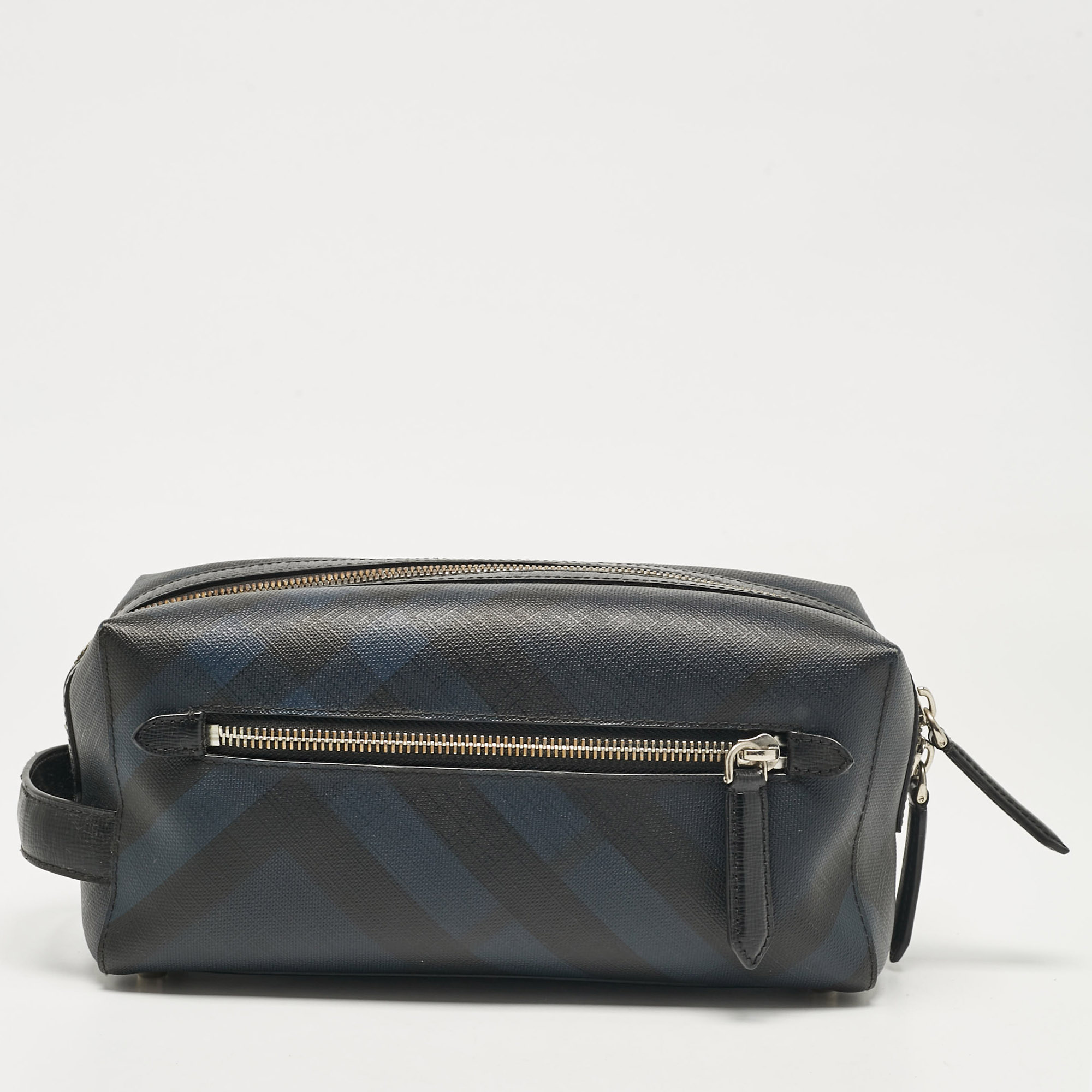 

Burberry Navy Blue Nova Check PVC Travel Pouch