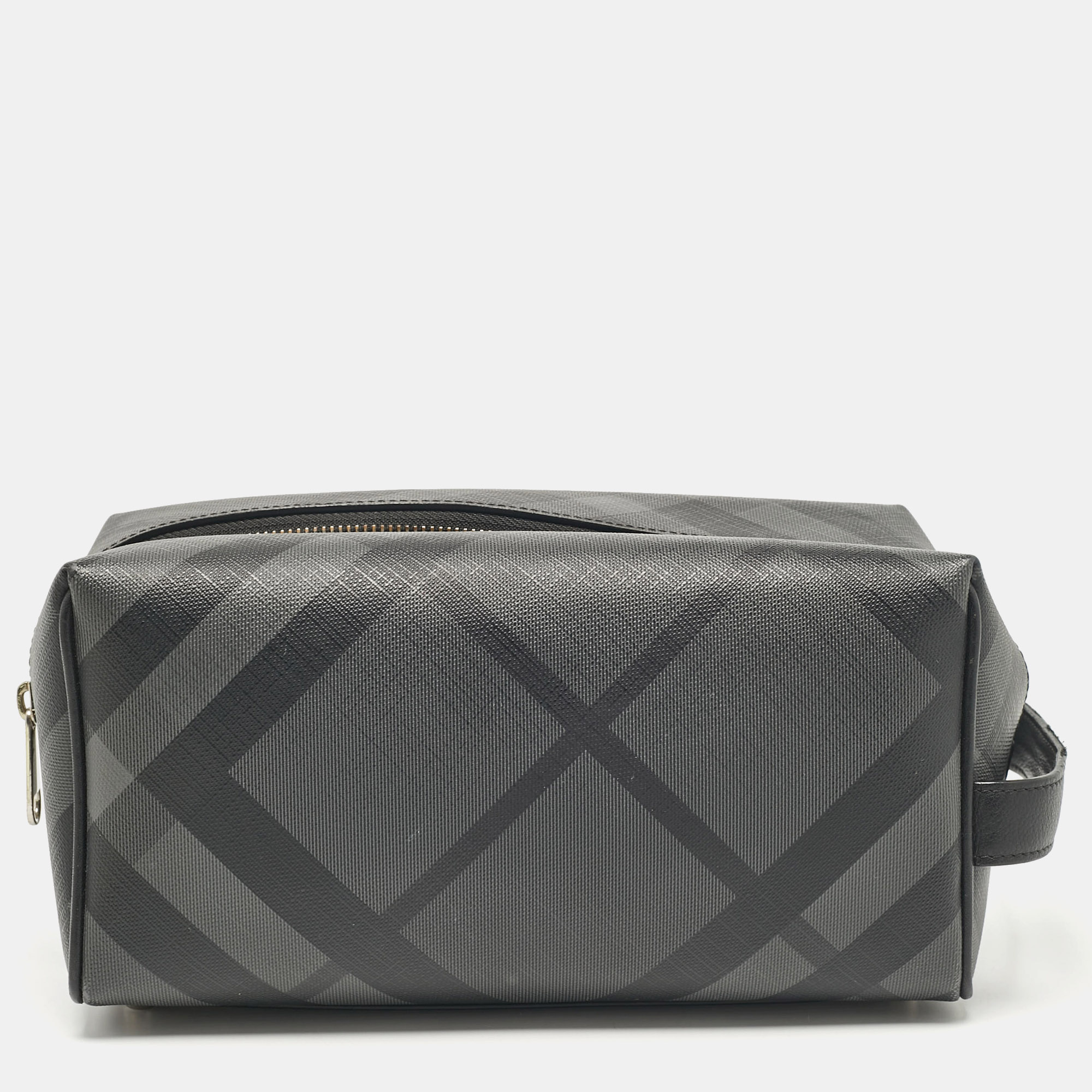 

Burberry Smoke Nova Check PVC Travel Pouch, Grey