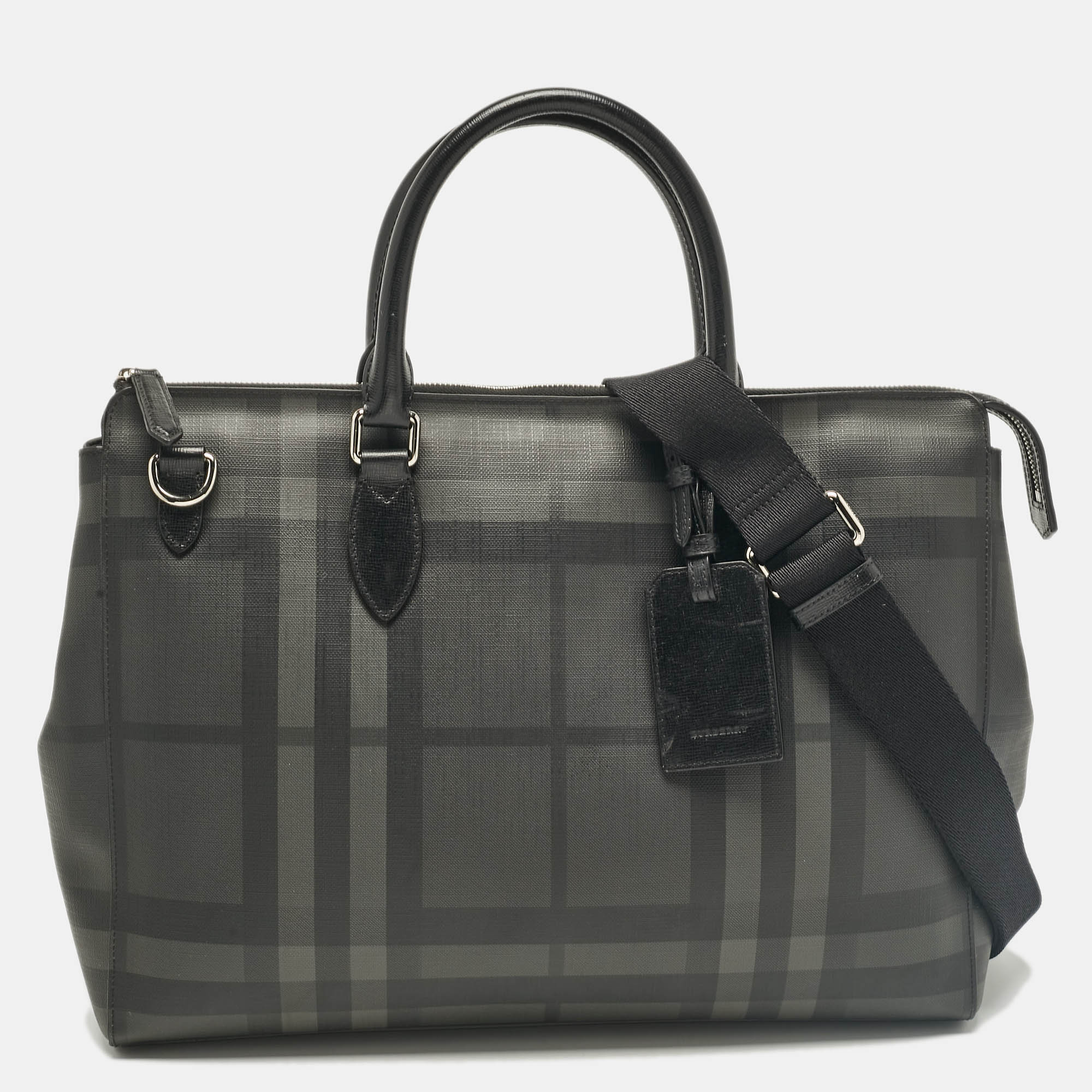 

Burberry Black/Smoke Check Coated Canvas Laptop Bag