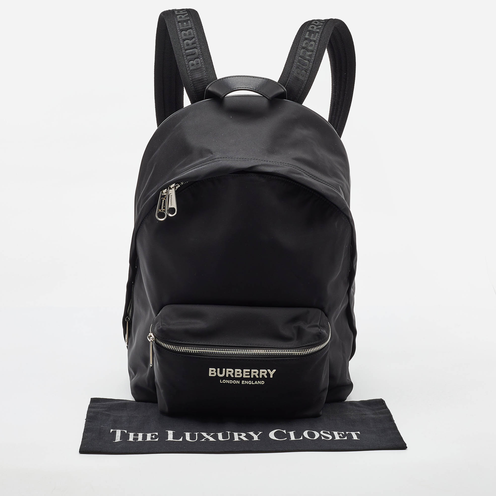 Burberry Black Nylon and Leather Backpack 