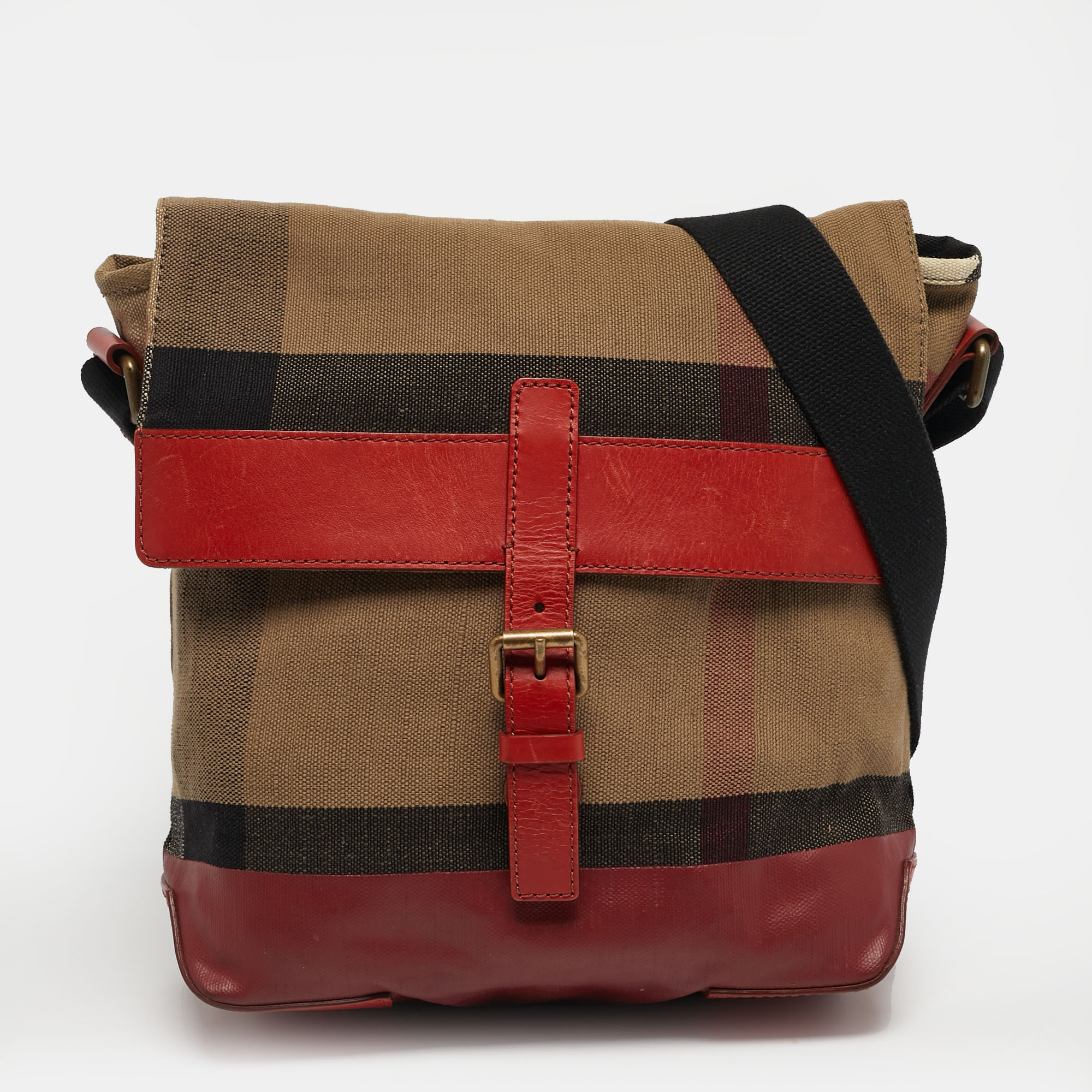 

Burberry Baildon Red/Brown Mega Check Canvas Messenger Bag
