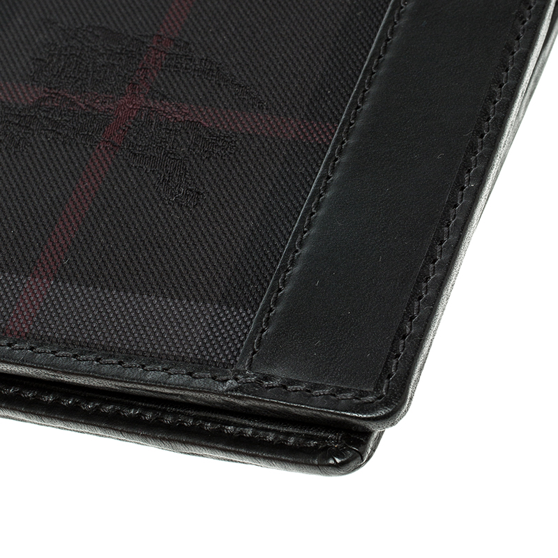 Burberry Black Horseferry Check Canvas and Leather Bi-Fold Wallet