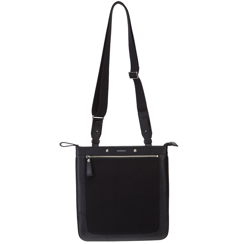Pre Owned Burberry Black Canvas/Leather Messenger Bag