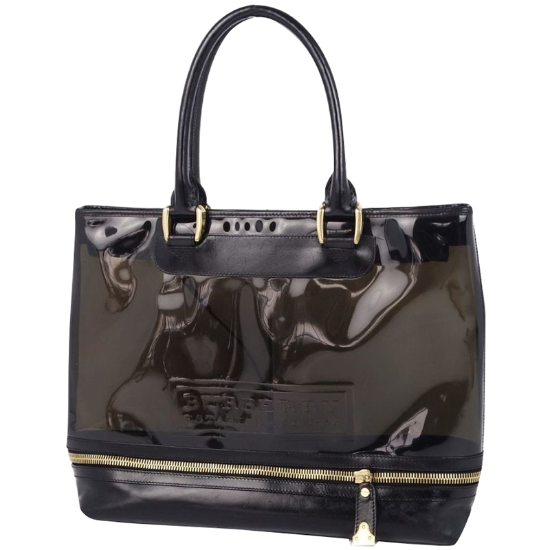 

Burberry Black Leather Vinyl Tote Bag