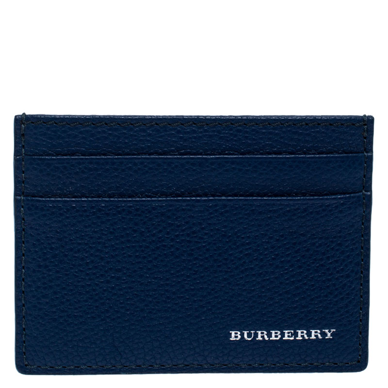 Pre Owned Burberry Blue Leather Sandon Card Holder