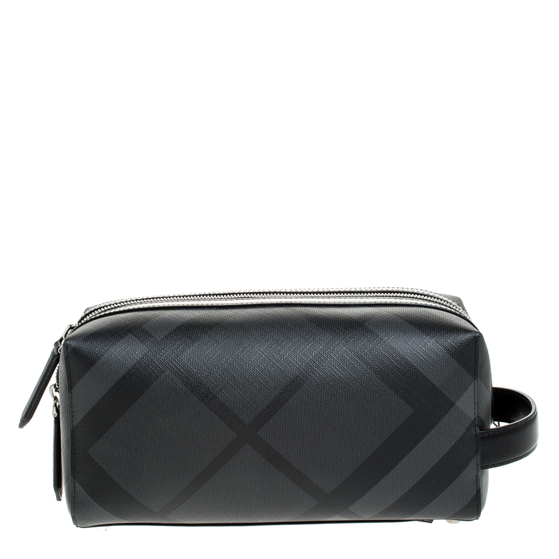 Burberry Bum Bag London Check Medium Dark Charcoal in Polyurethane/Leather  with Silver-tone - US