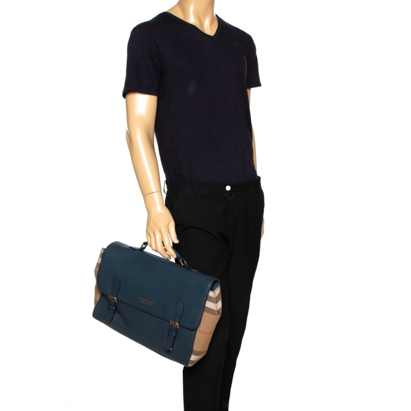 

Burberry Blue/Beige Nova Check Canvas and Leather Messenger Bag