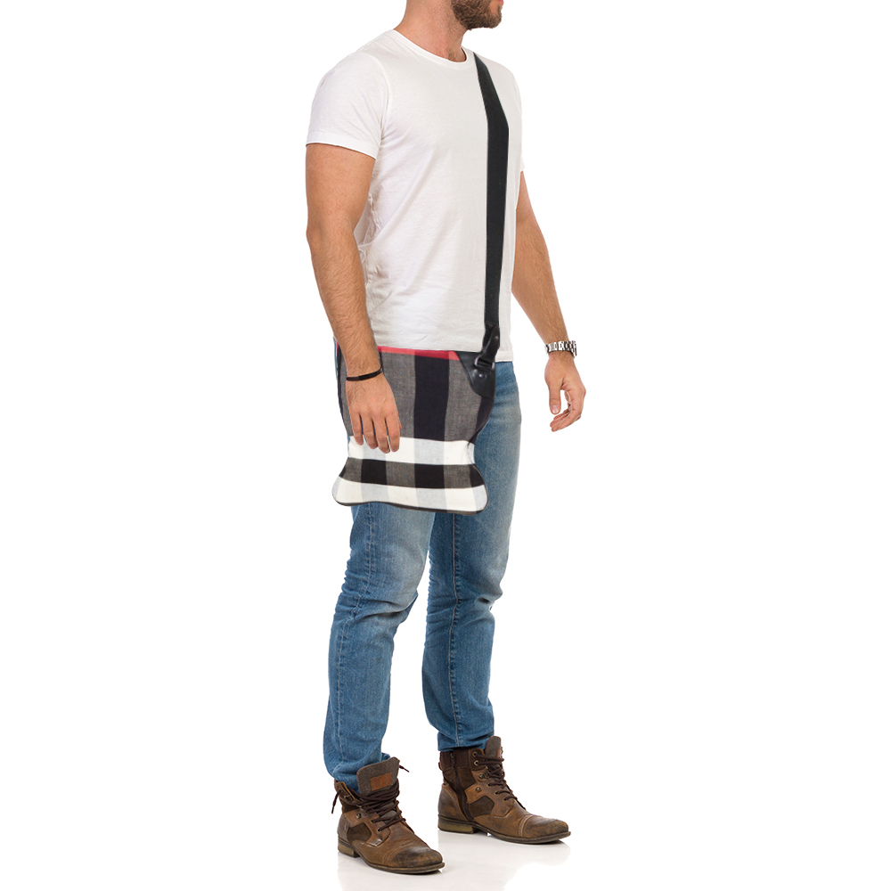 

Burberry Multicolor Check Canvas and Leather Messenger Bag