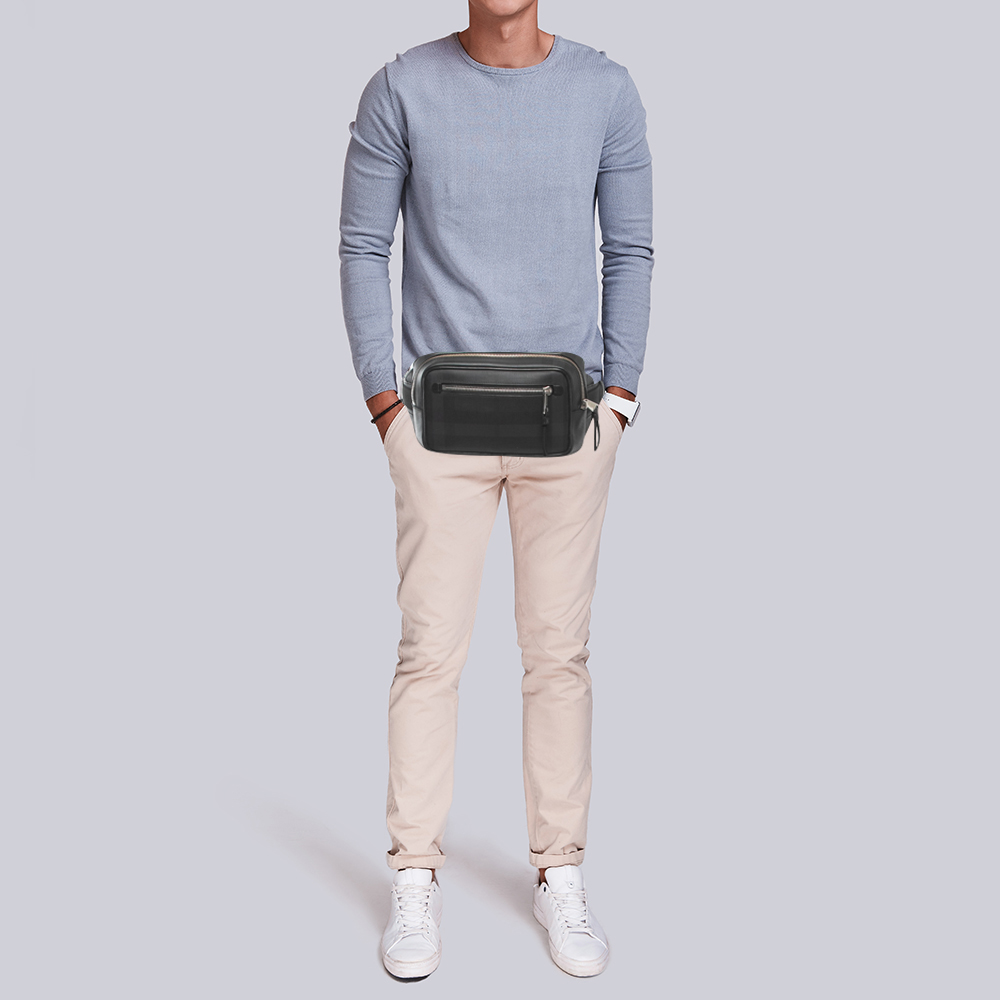 

Burberry Black Check Coated Canvas Belt Bag