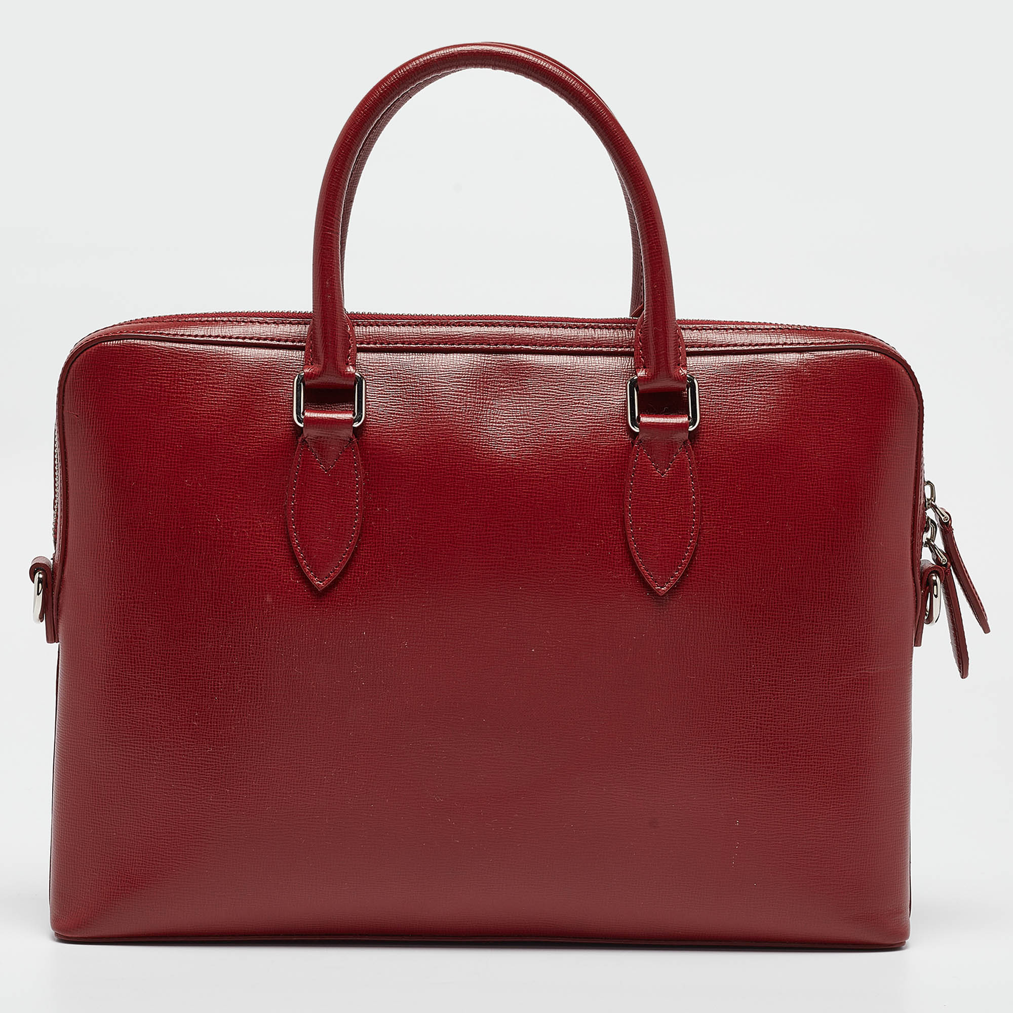 

Burberry Red/Black Leather Hambleton Briefcase Bag