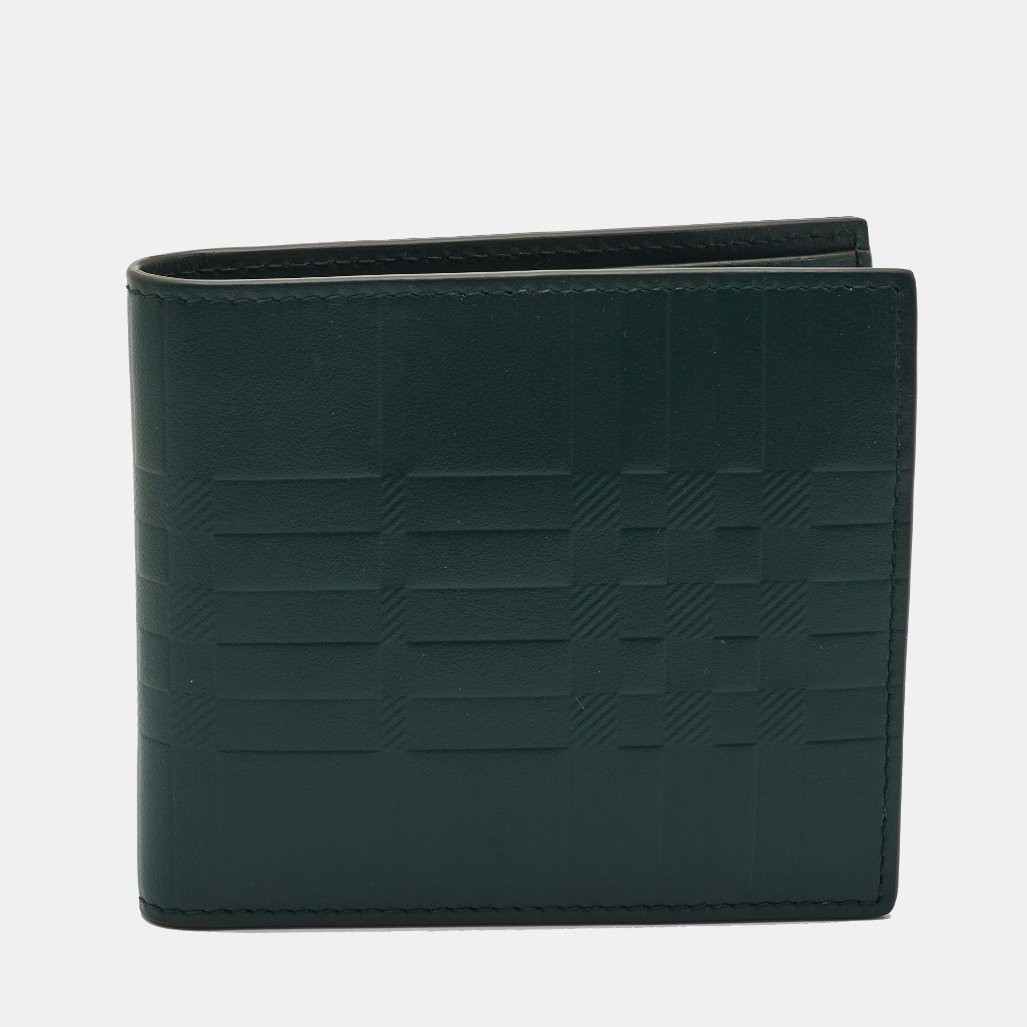 

Burberry Green Embossed Check Leather CC Bill8 Wallet