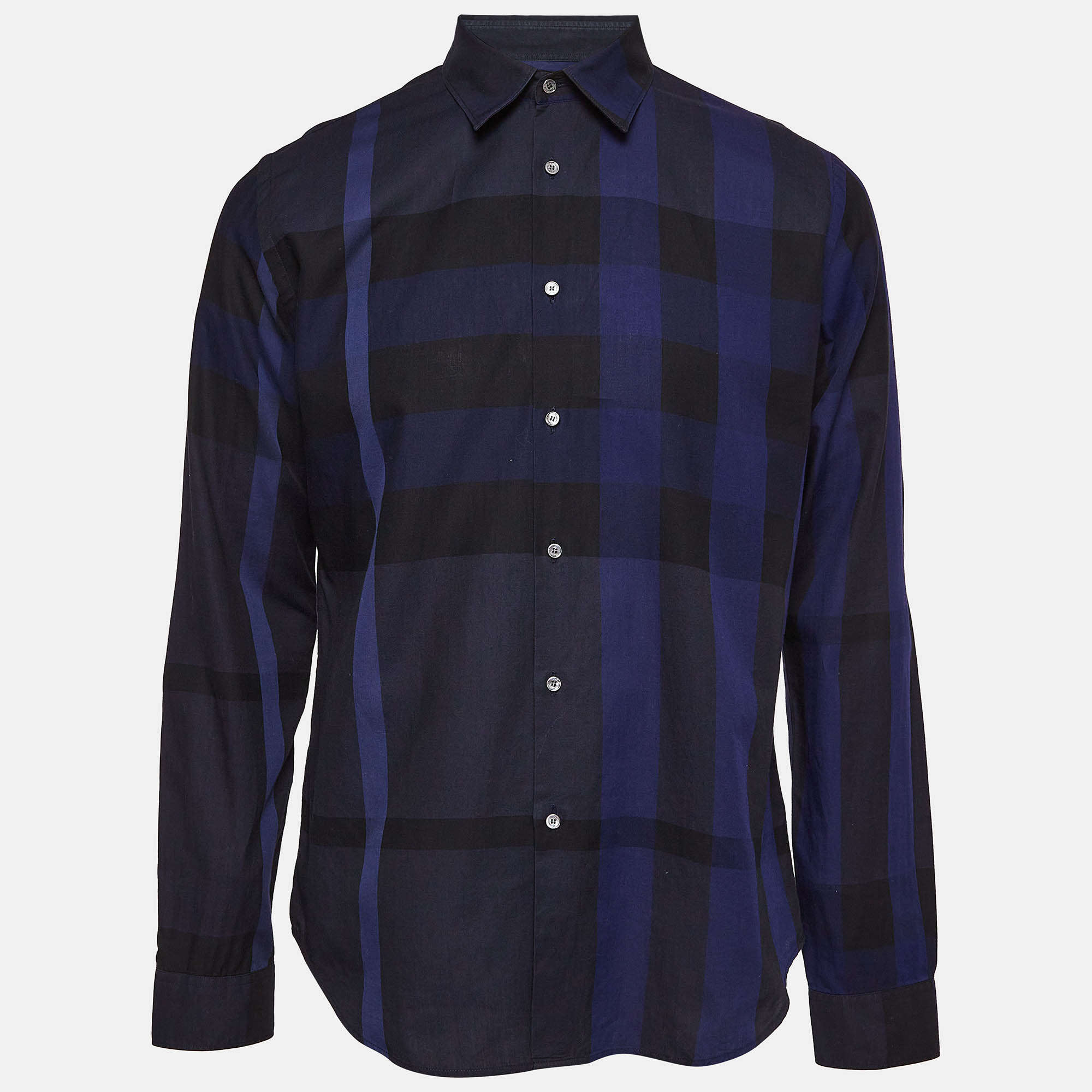 

Burberry Blue Plaid Cotton Full Sleeves Shirt XL