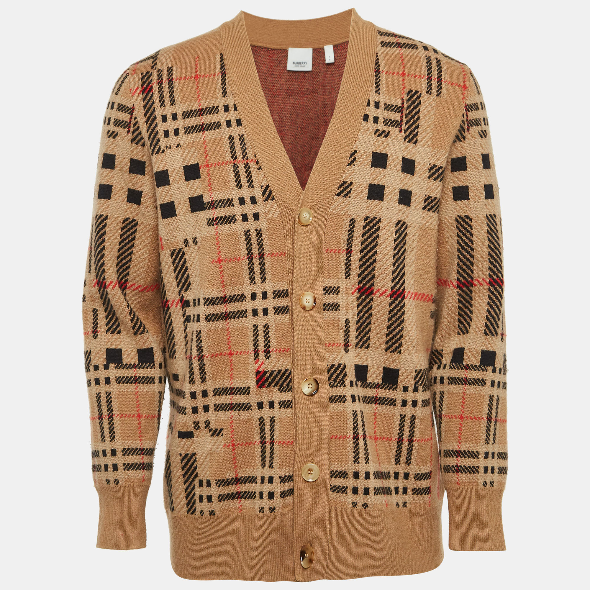 

Burberry Brown Checks Cashmere Knit Cardigan S