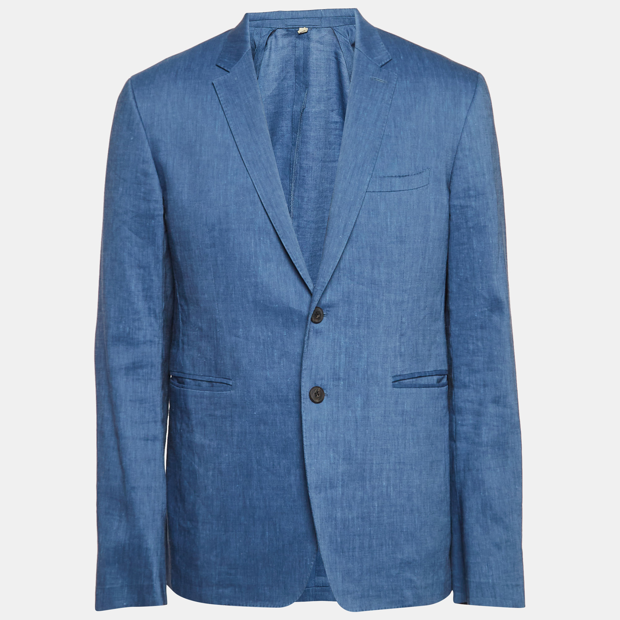 

Burberry Blue Linen & Wool Single Breasted Tailored Blazer XL