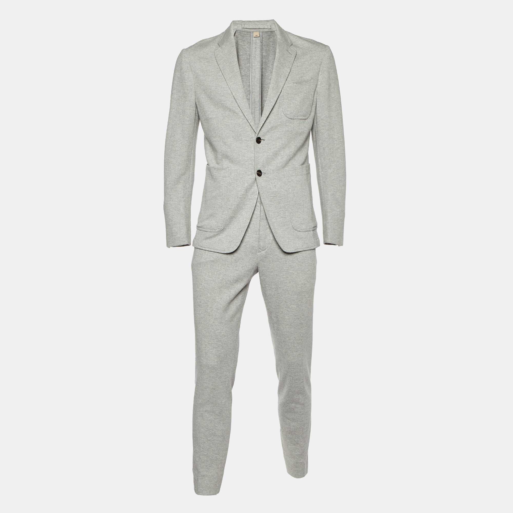 

Burberry Grey Herringbone Cotton Suit M