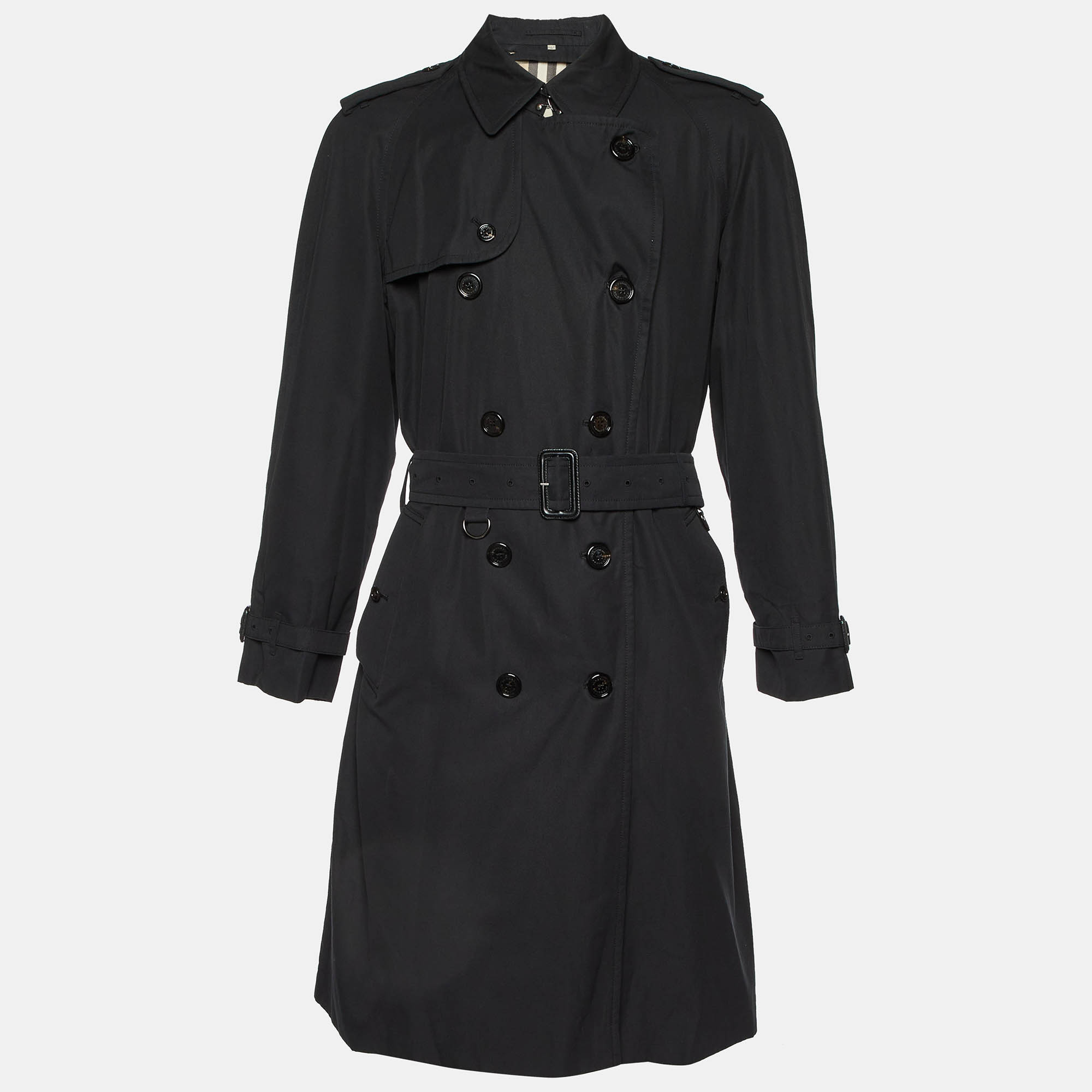 

Burberry Black Cotton Long Trench Coat L