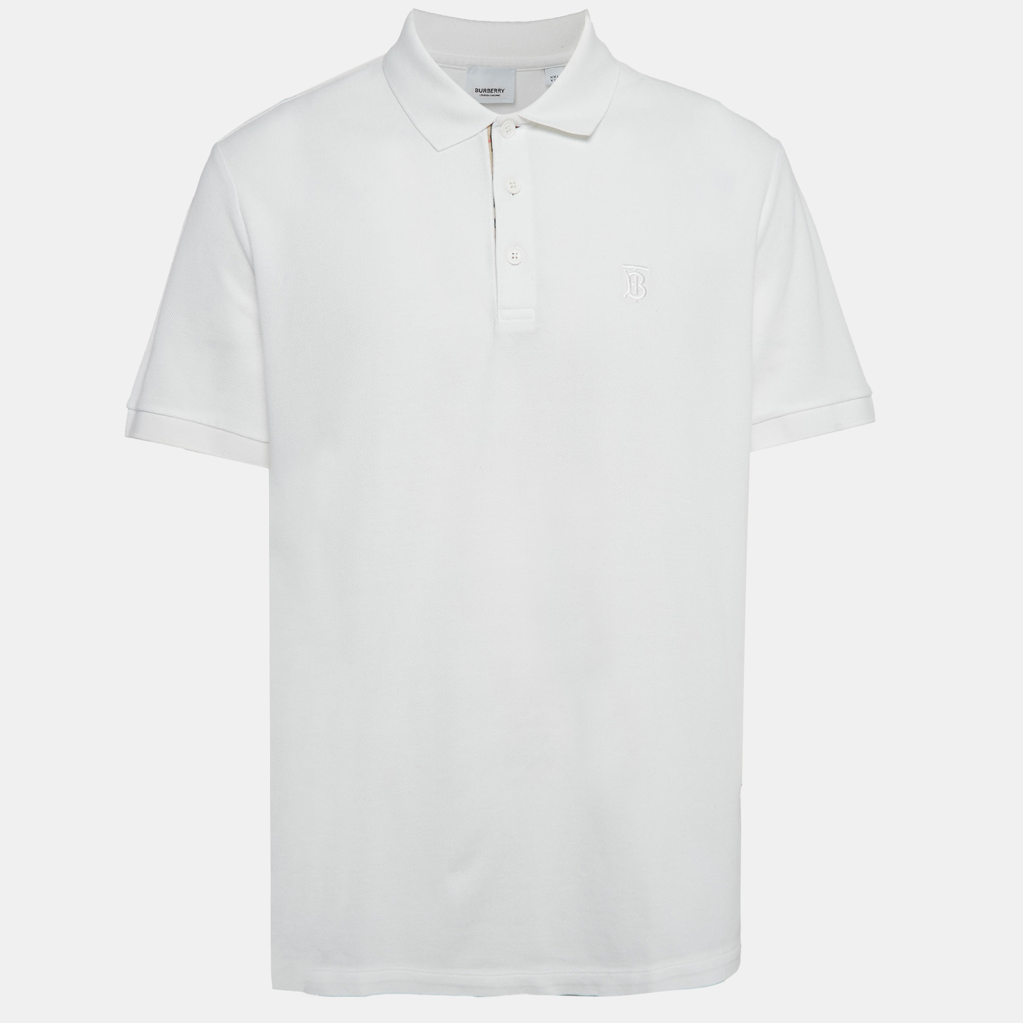 

Burberry White Cotton Pique Polo T-Shirt XXL