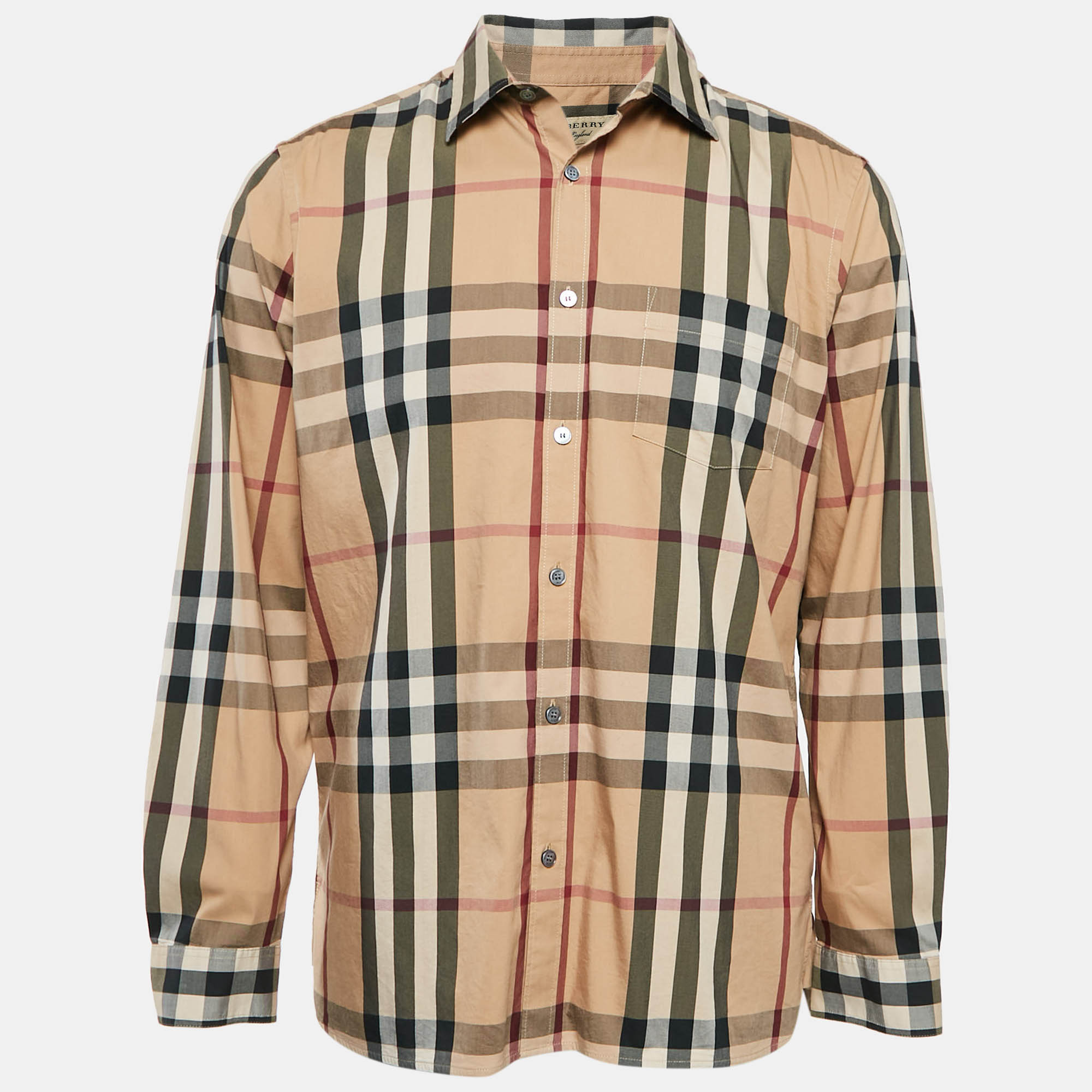 

Burberry Beige Nova Checks Cotton Blend Long Sleeve Shirt XL, Brown