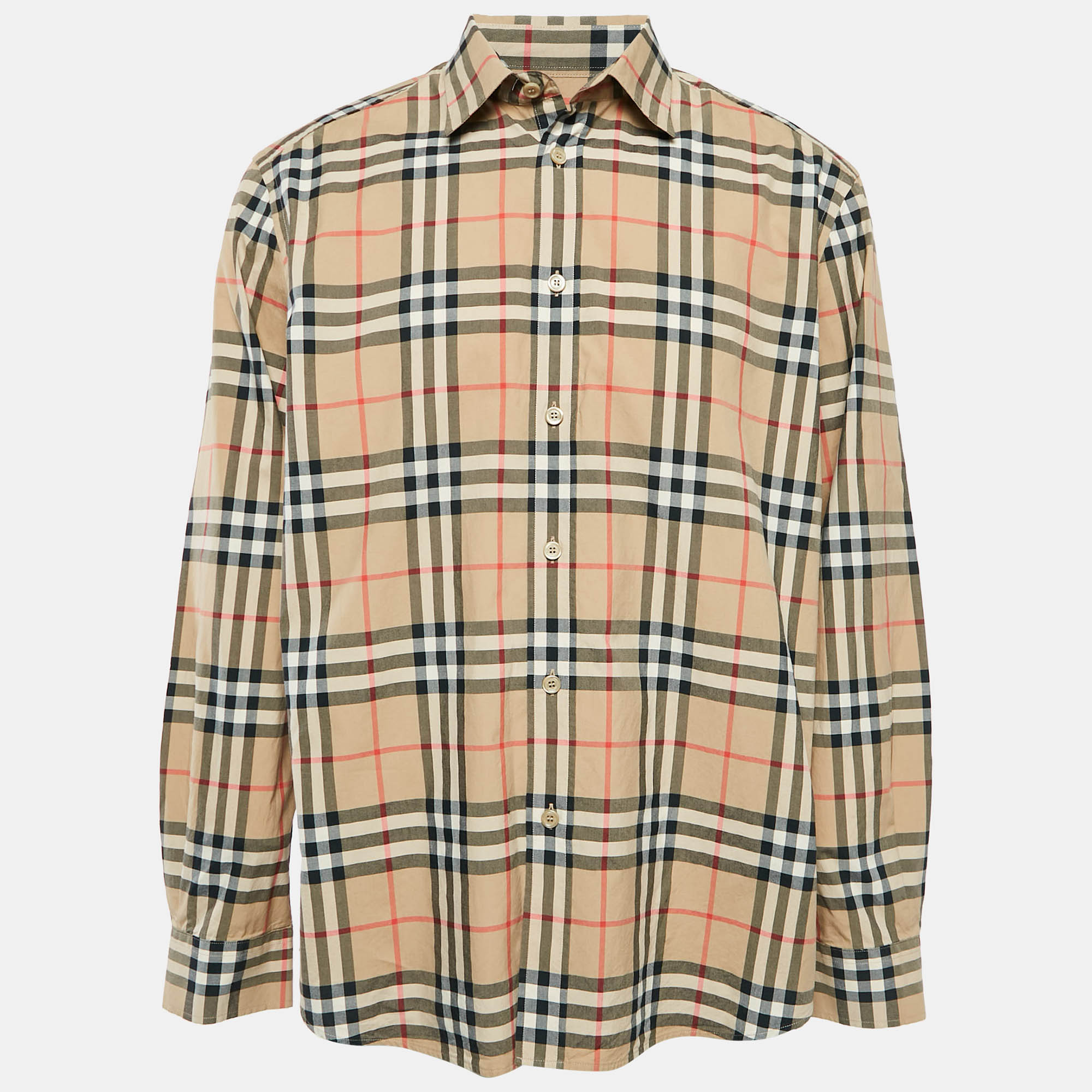 

Burberry Beige Checked Cotton Long Sleeve Shirt XL