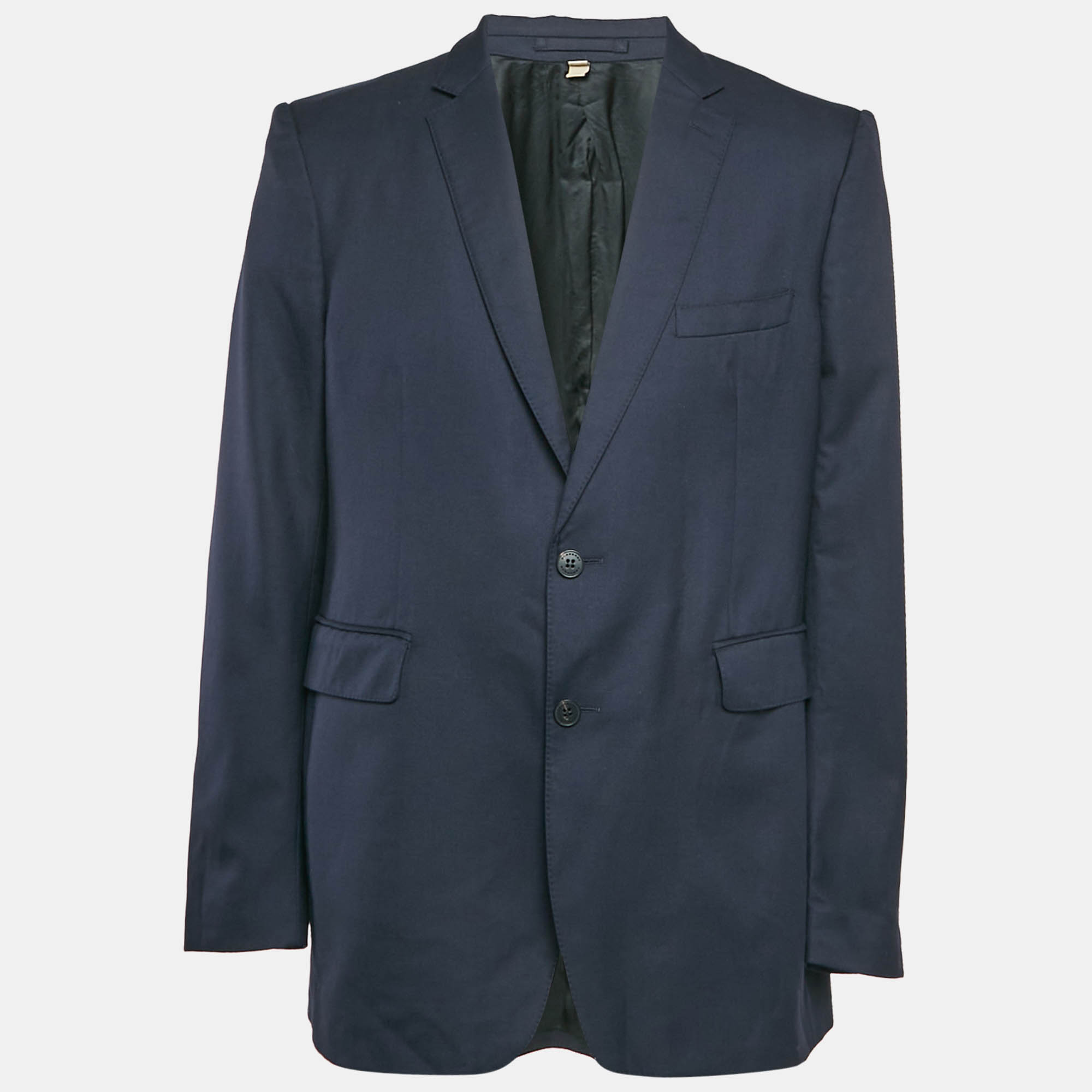 

Burberry Navy Blue Gabardine Single Breasted Blazer XXXL