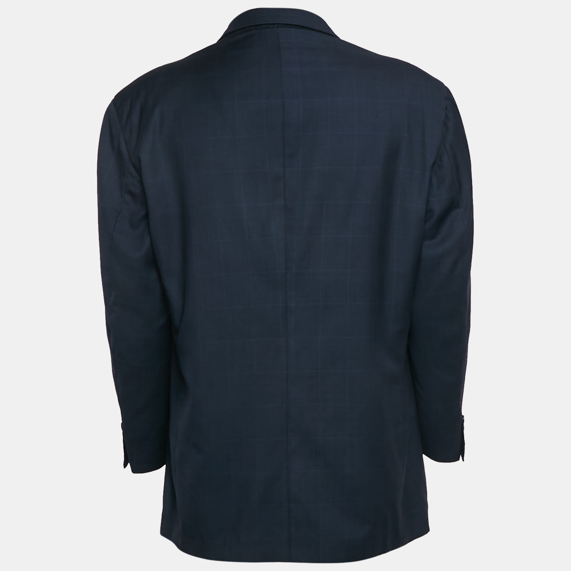Burberry Vintage Navy Blue Checked Wool Hurwitz Longview Blazer XL 
