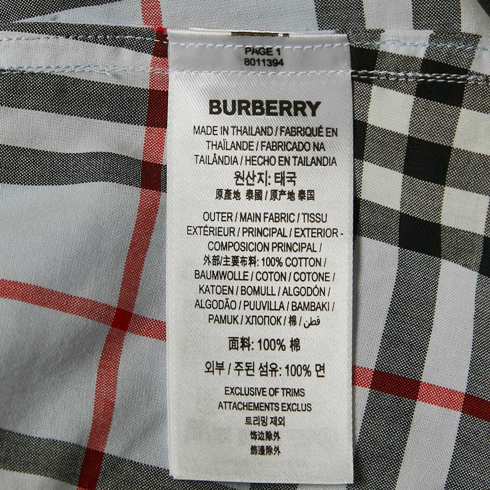 Burberry Blue Vintage Check Cotton Button-Down Shirt S 