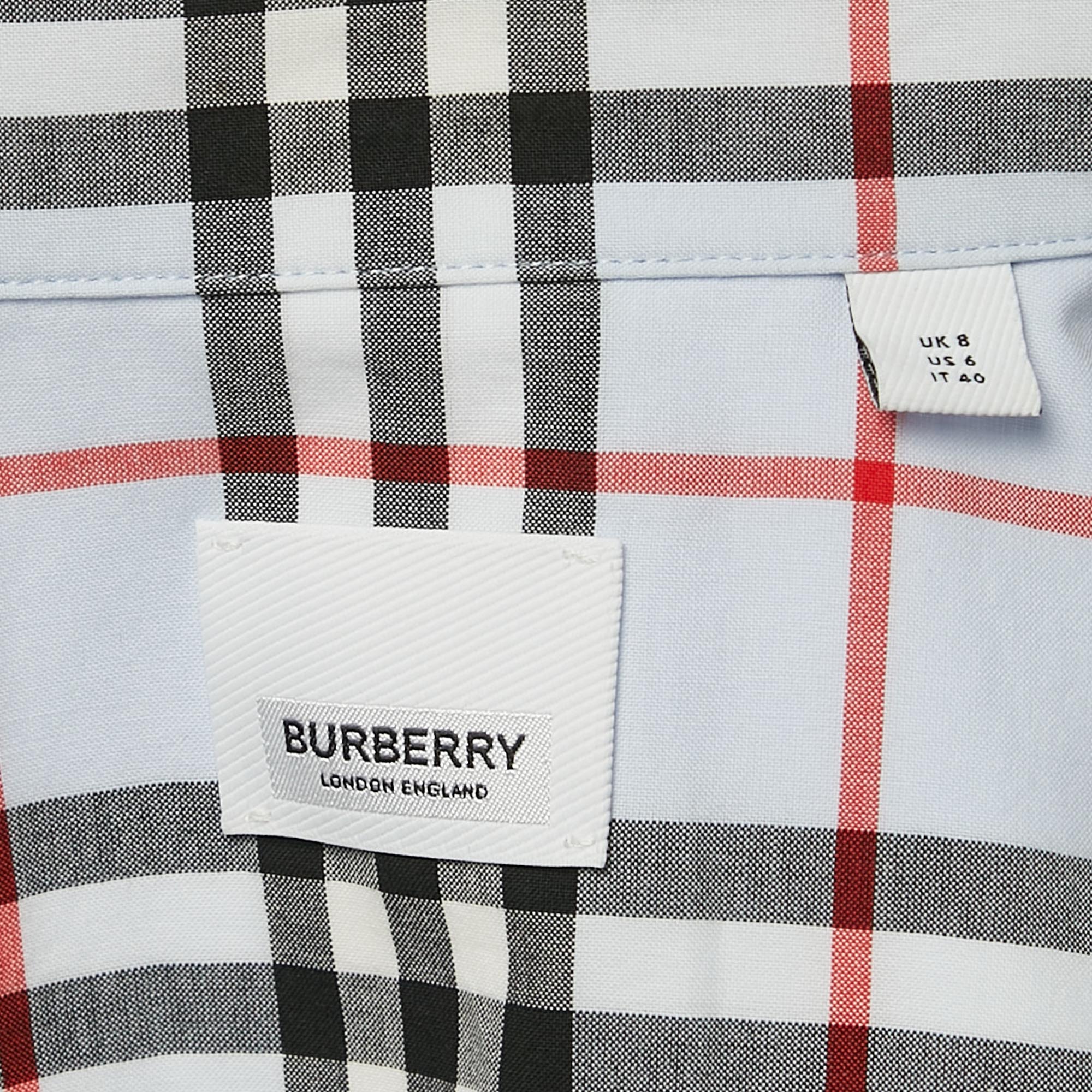 Burberry Blue Vintage Check Cotton Button-Down Shirt S 