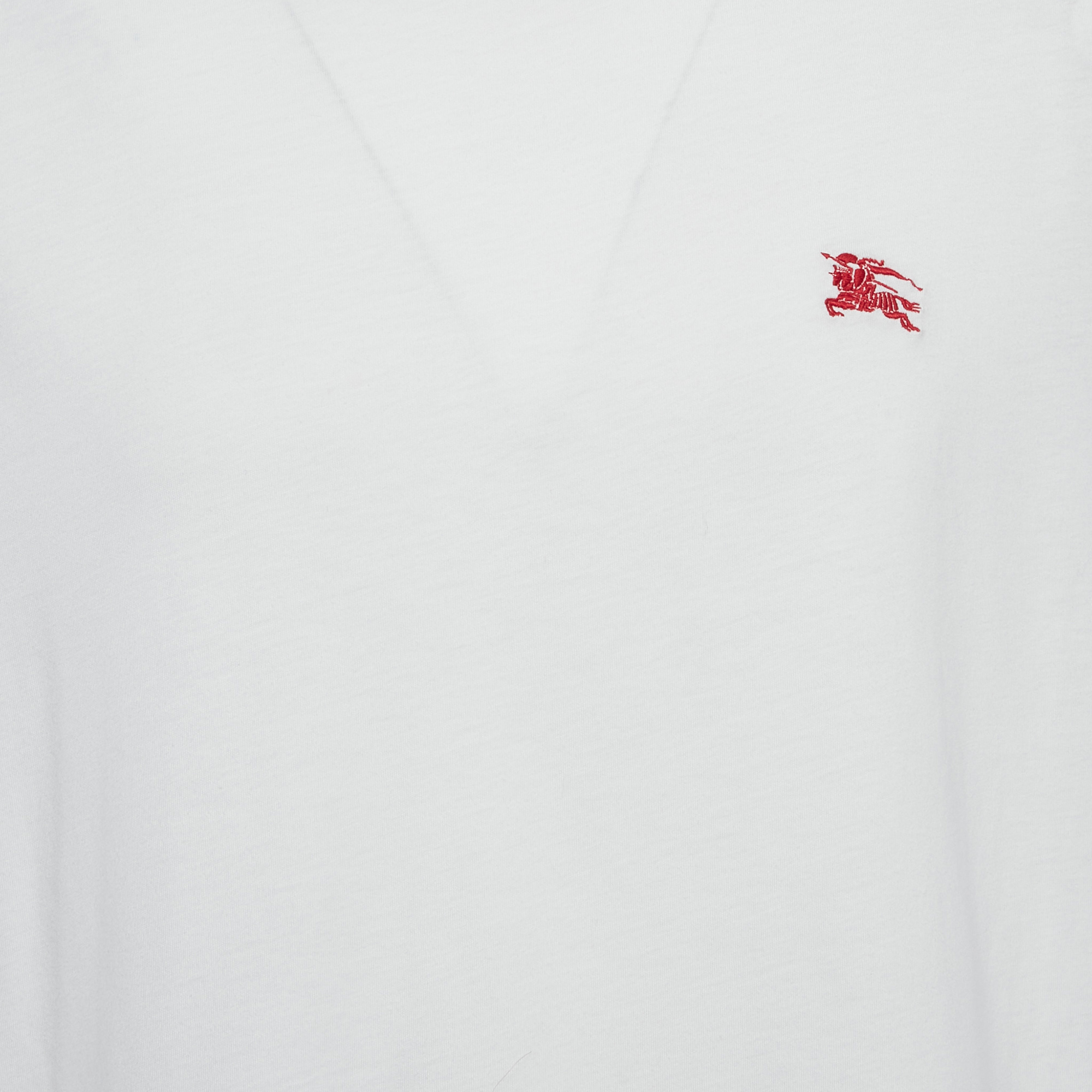 Burberry White Cotton Round Neck T-Shirt XXL 