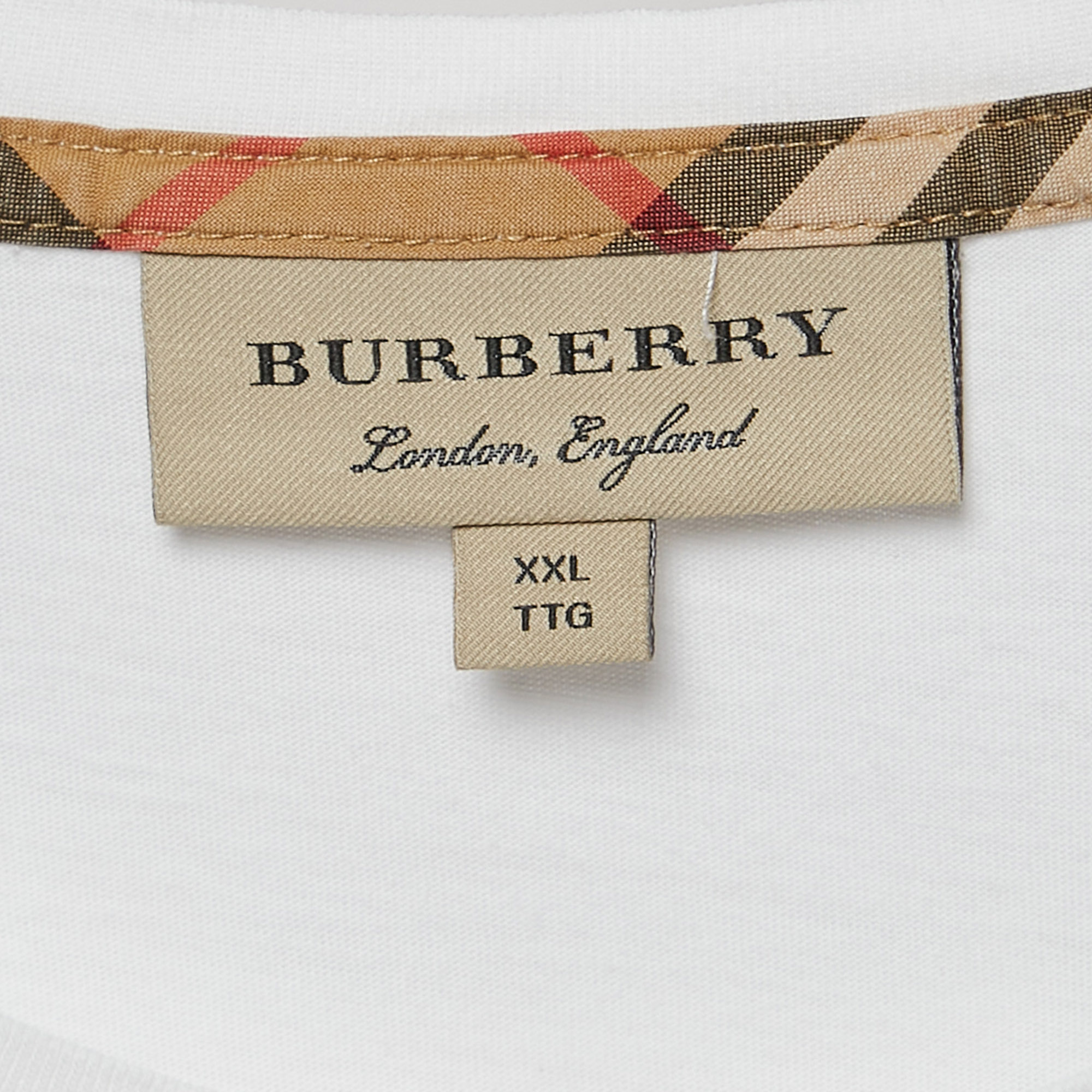 Burberry White Cotton Round Neck T-Shirt XXL 