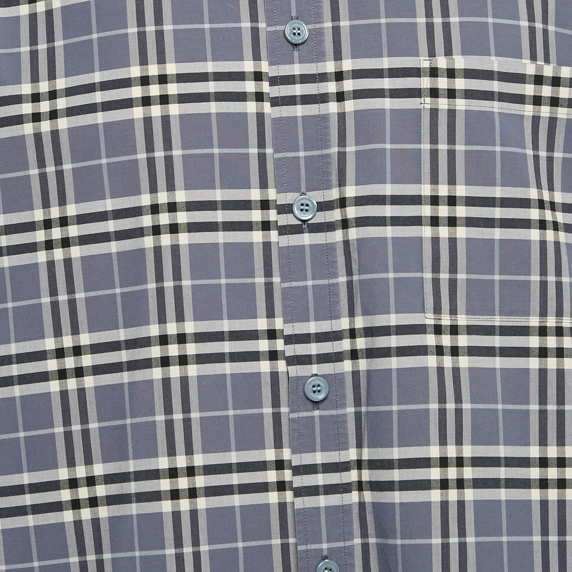 Burberry Blue Checks Cotton Long Sleeve Shirt XXXL 
