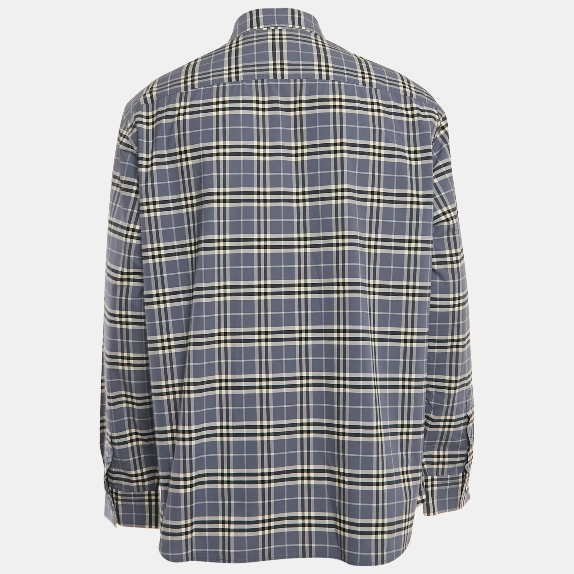 Burberry Blue Checks Cotton Long Sleeve Shirt XXXL 