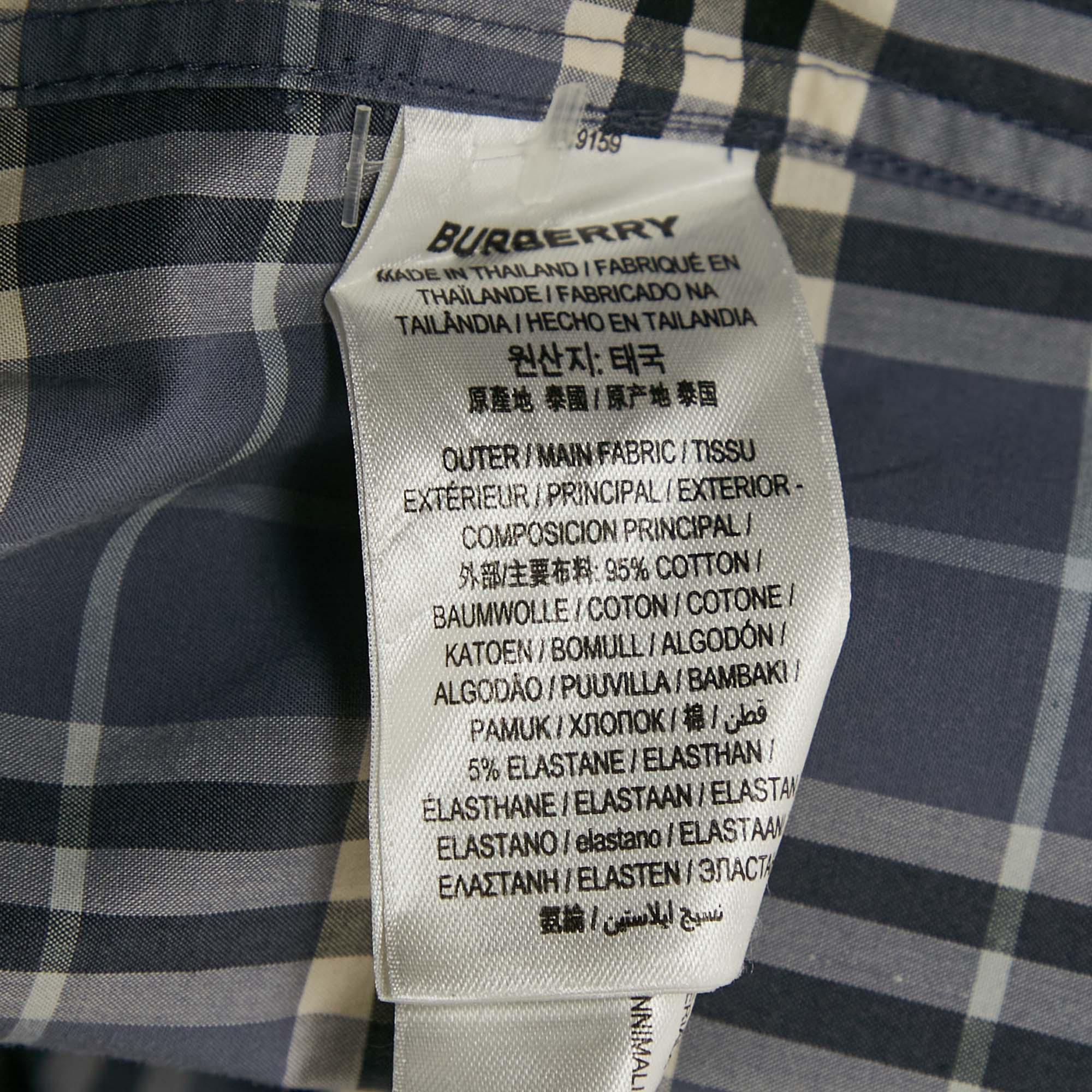 Burberry Blue Checks Cotton Long Sleeve Shirt XXXL 