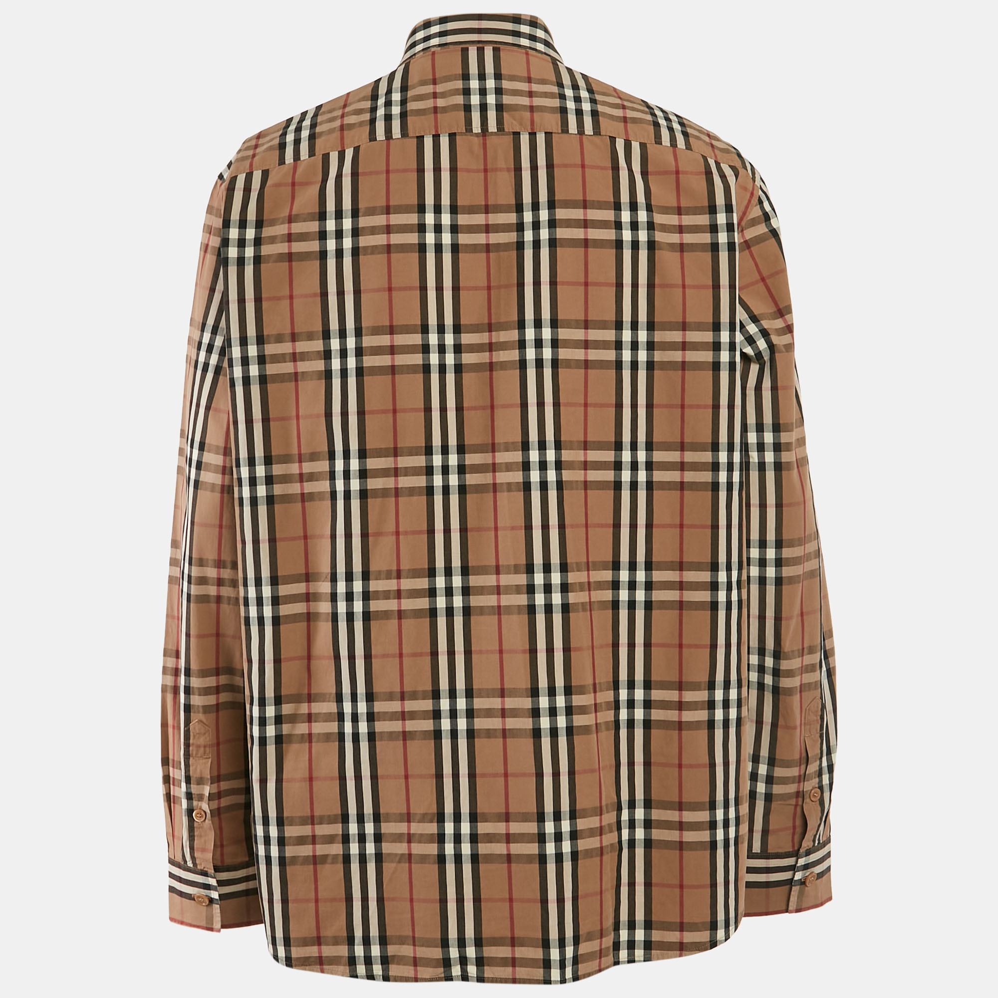 Burberry Beige Checks Cotton Long Sleeve Shirt XXXL 