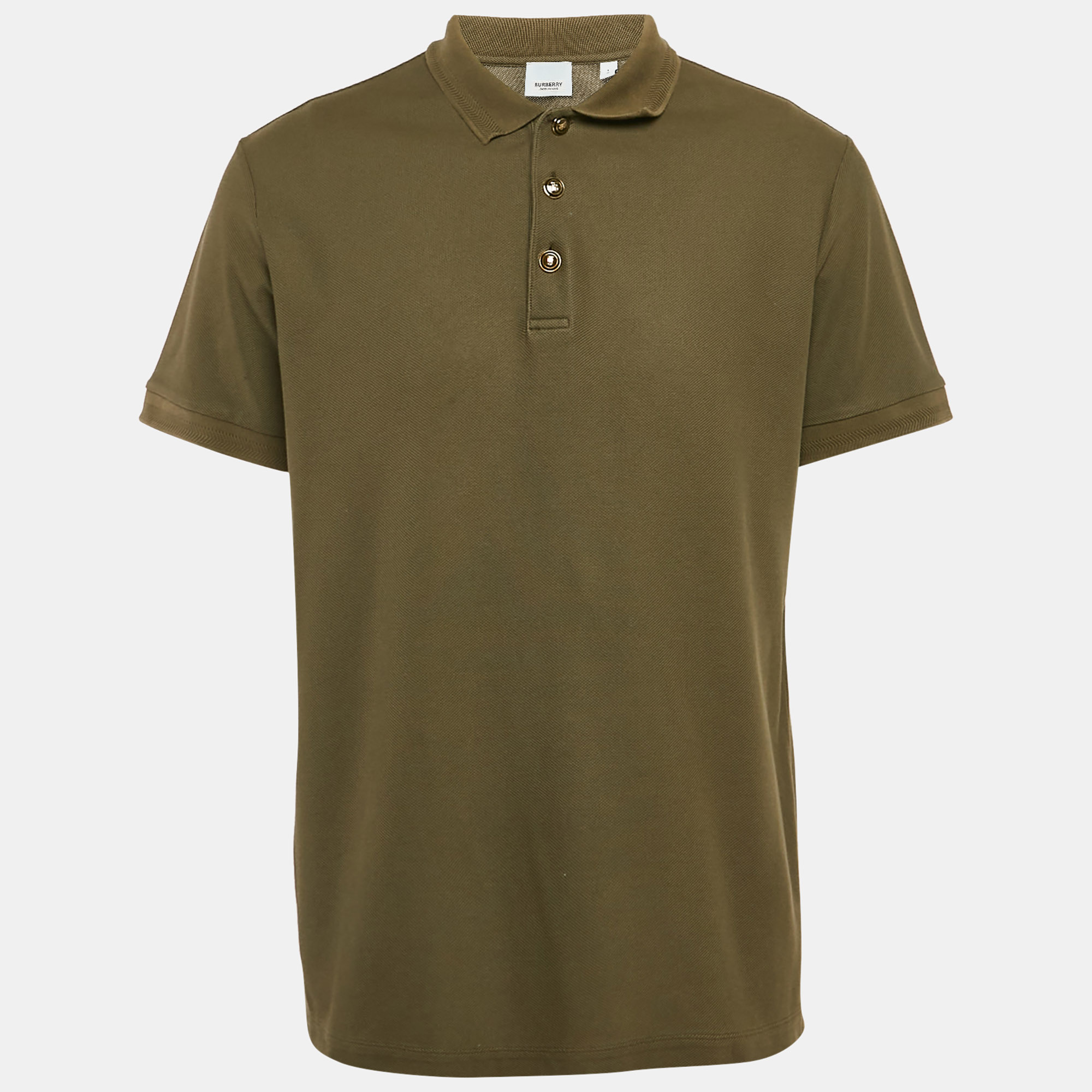 

Burberry Olive Green Cotton Pique Polo T-Shirt L