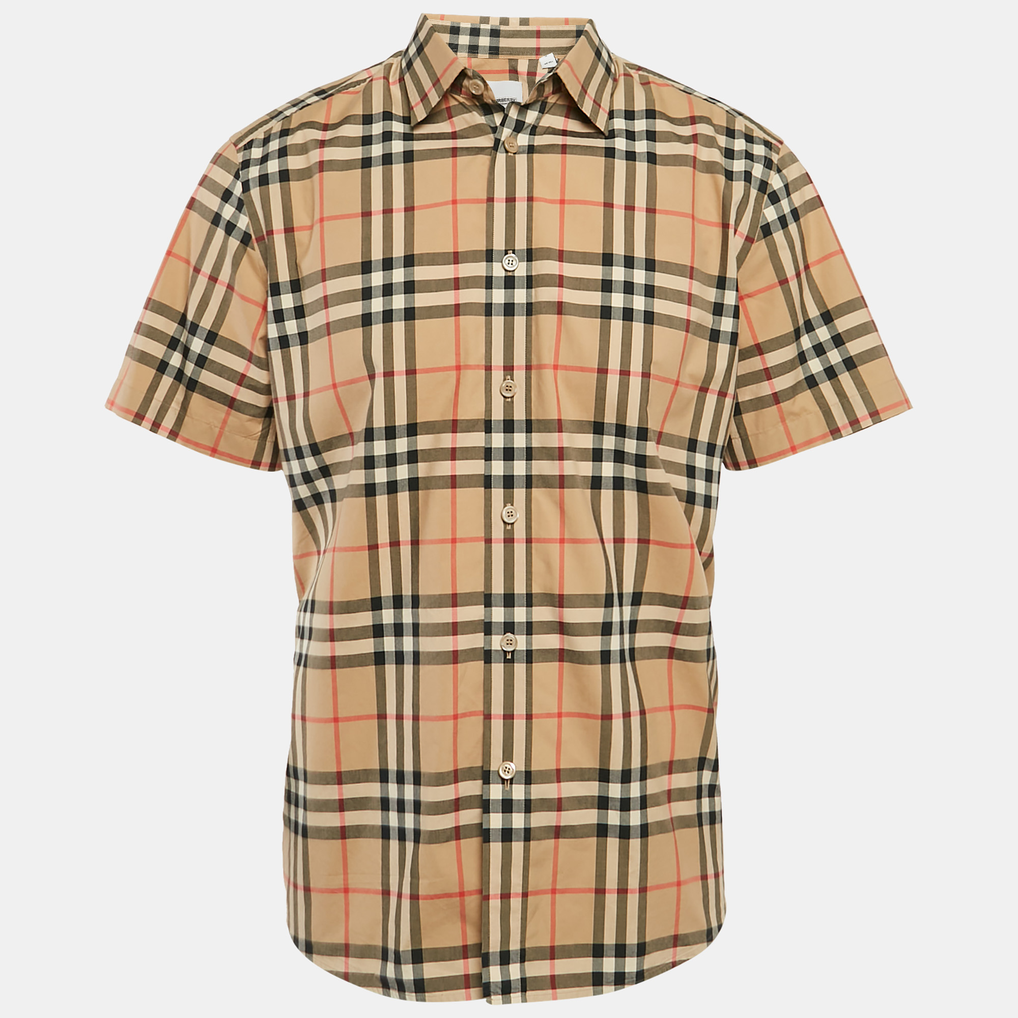 

Burberry Beige Tartan Check Cotton Half Sleeve Shirt L, Brown