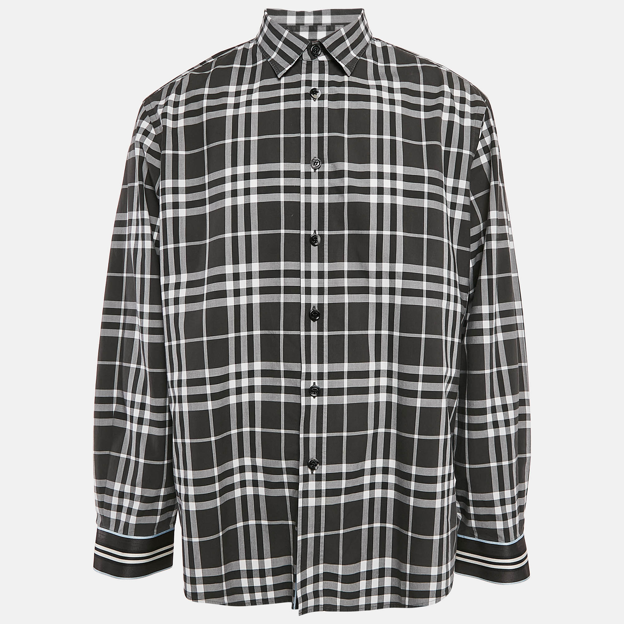 

Burberry Black Check Cotton Long Sleeve Shirt XXXL