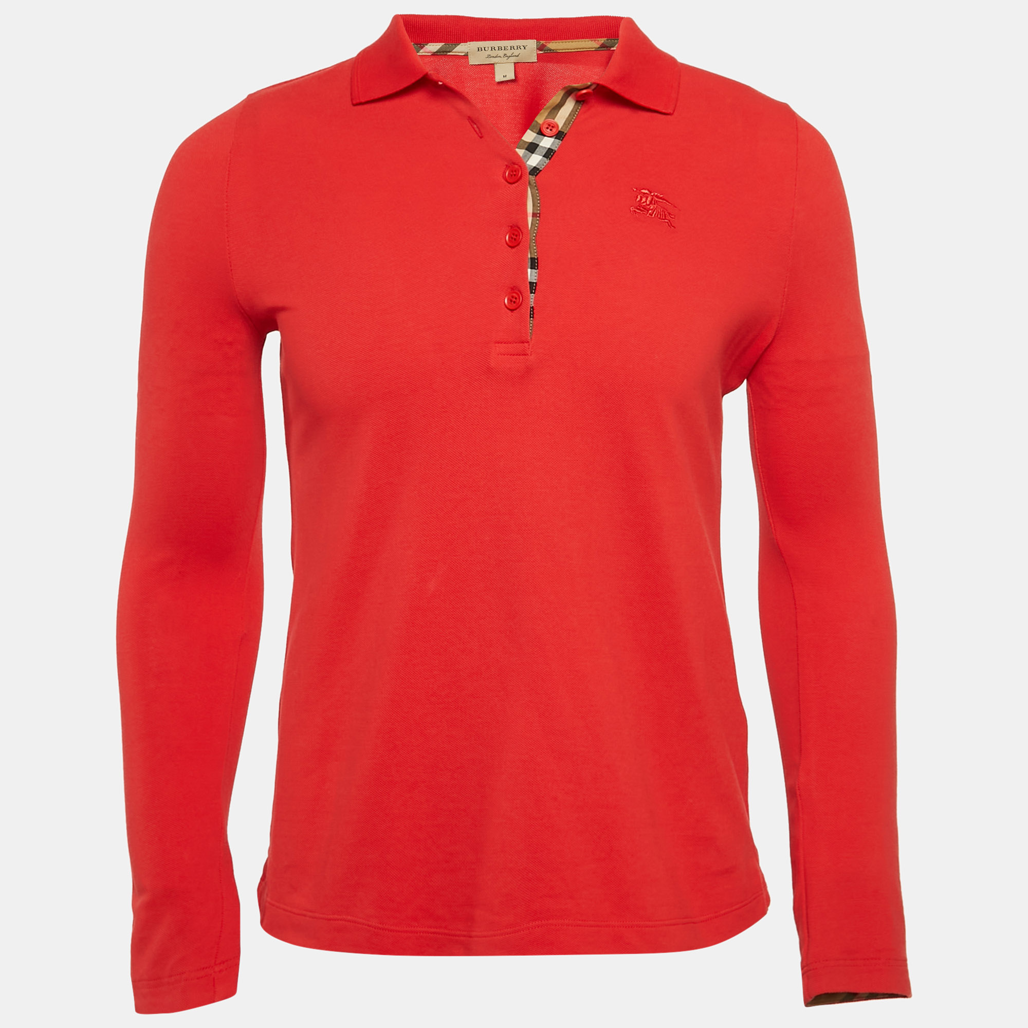 

Burberry Red Cotton Pique Polo Long Sleeve T-Shirt M