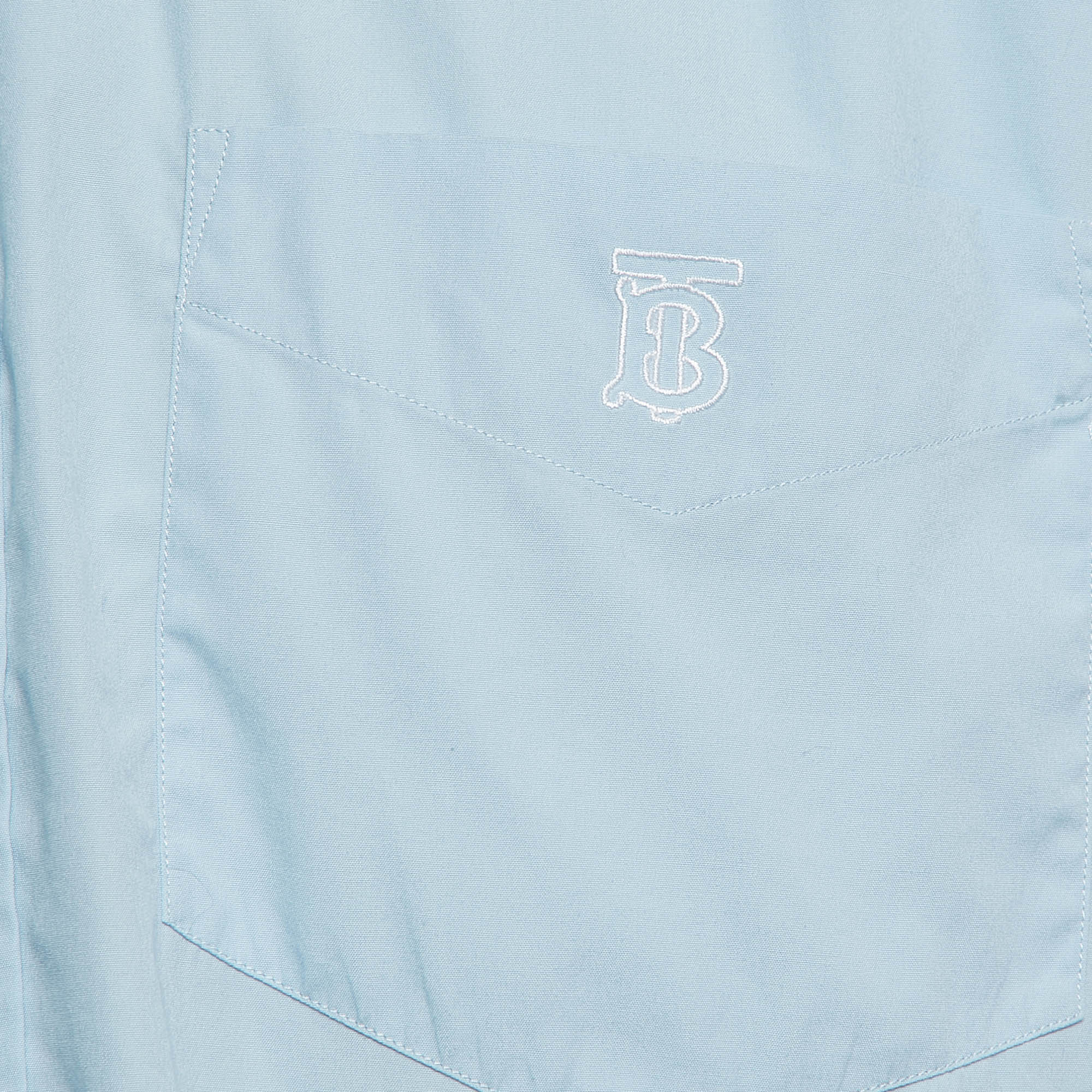 Burberry Blue Cotton Button Front Shirt XL 