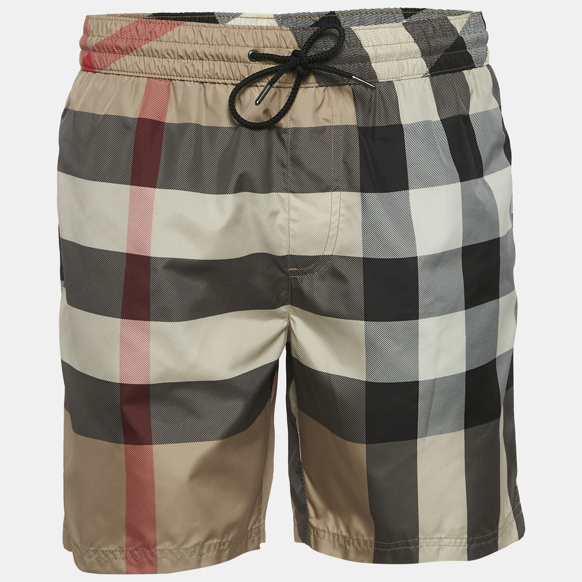 

Burberry Beige Checks Synthetic Swim Shorts M