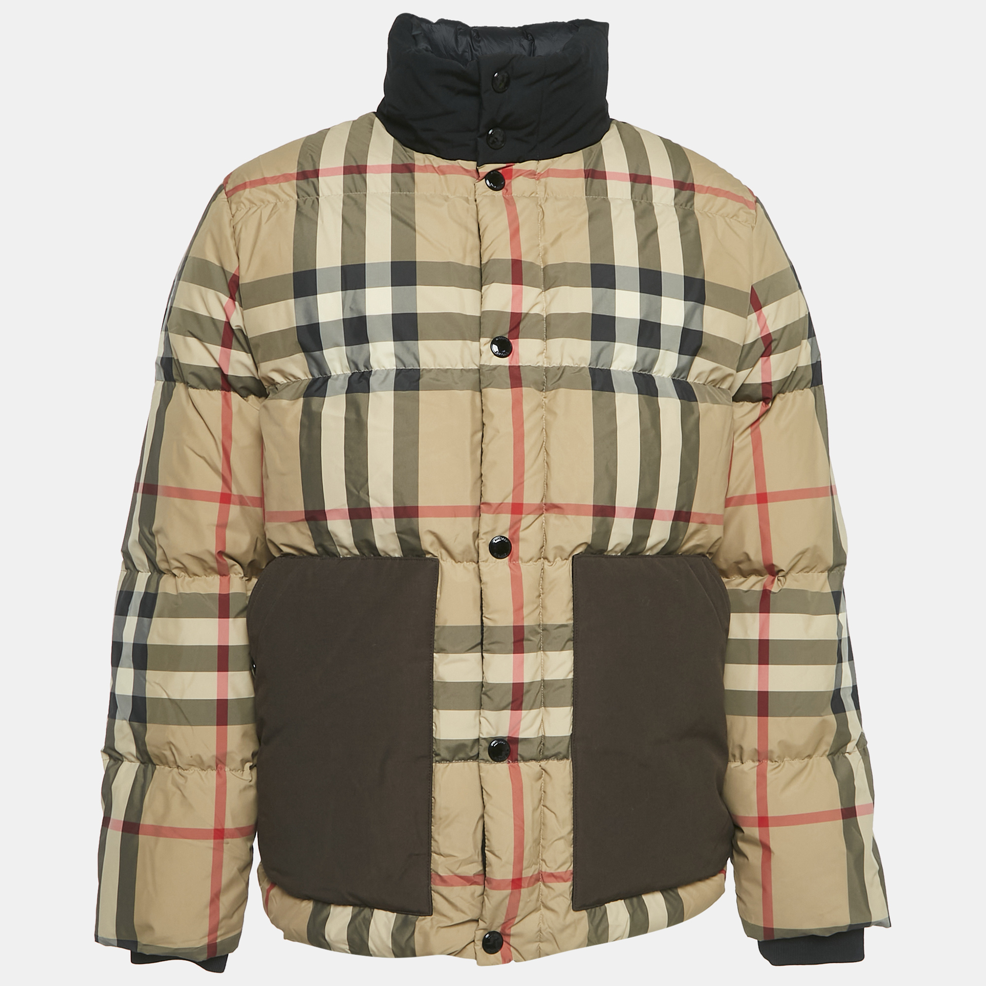 

Burberry Beige Tartan Synthetic Kilham Down Jacket XS