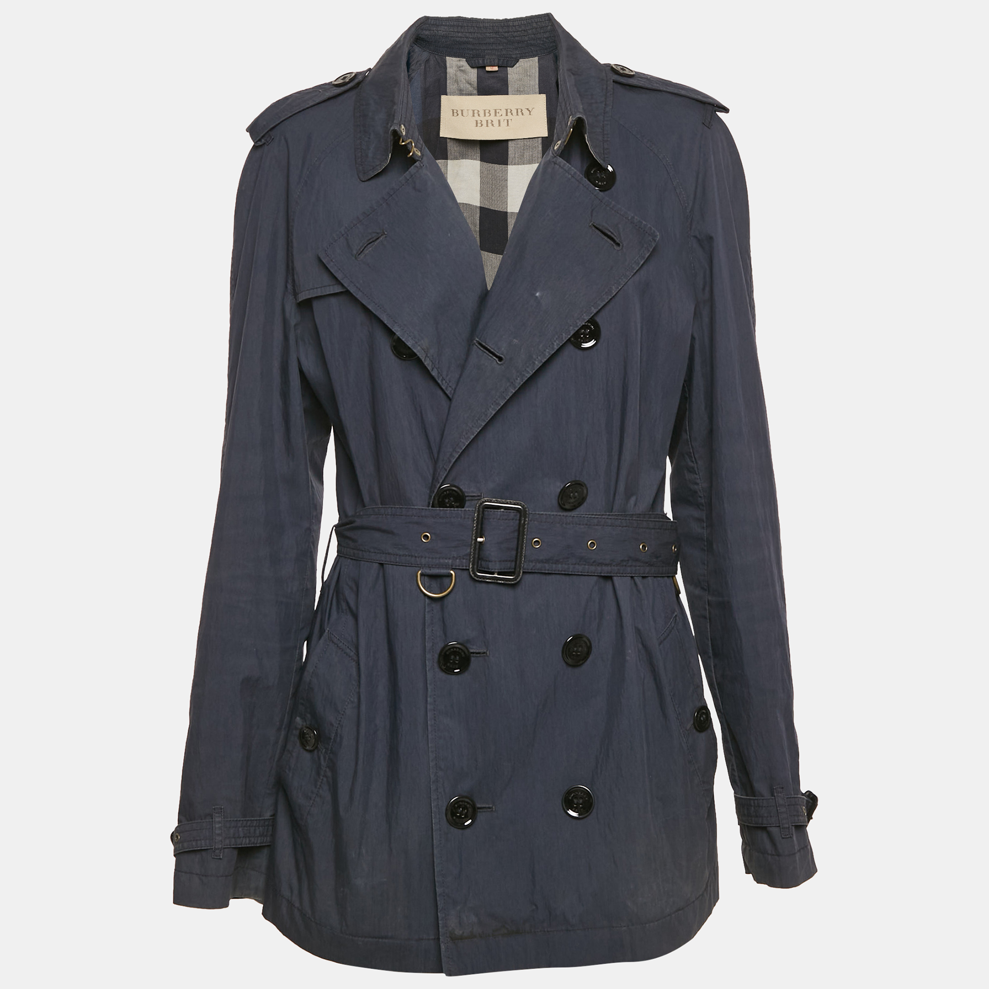 

Burberry Black Cotton Double Breasted Jacket M, Navy blue